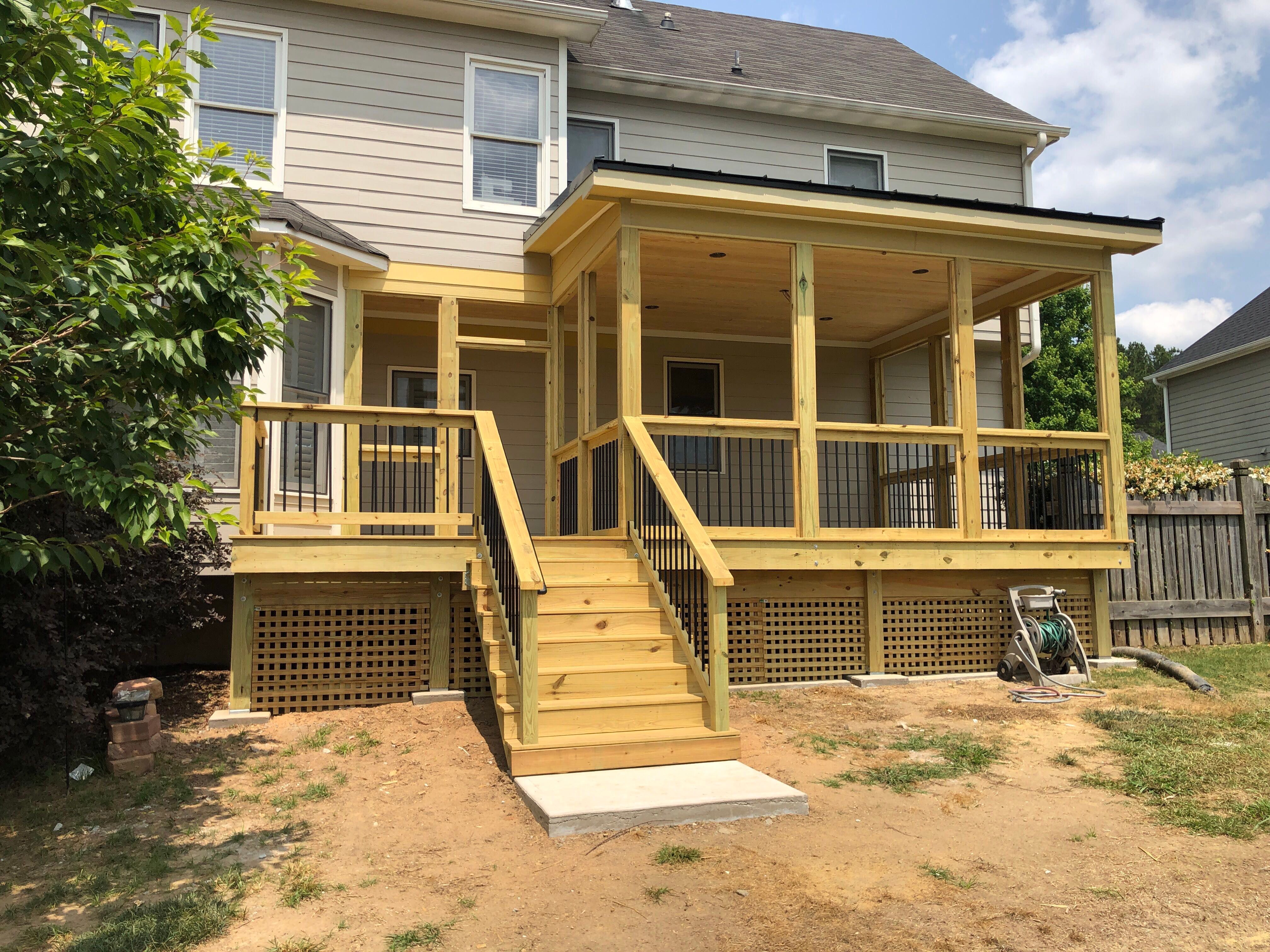 Screened-In Porch and Elevated Deck Construction in Acworth by Swift Home Renovations 