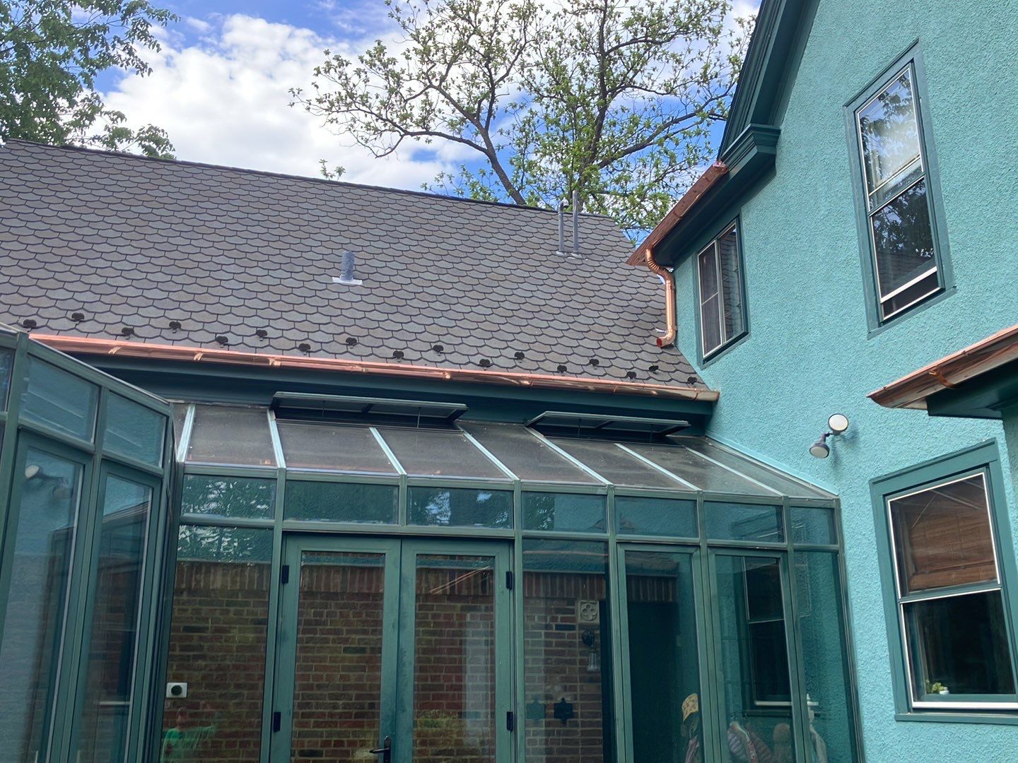 Half Round Copper Gutter Installation by Custom Installations