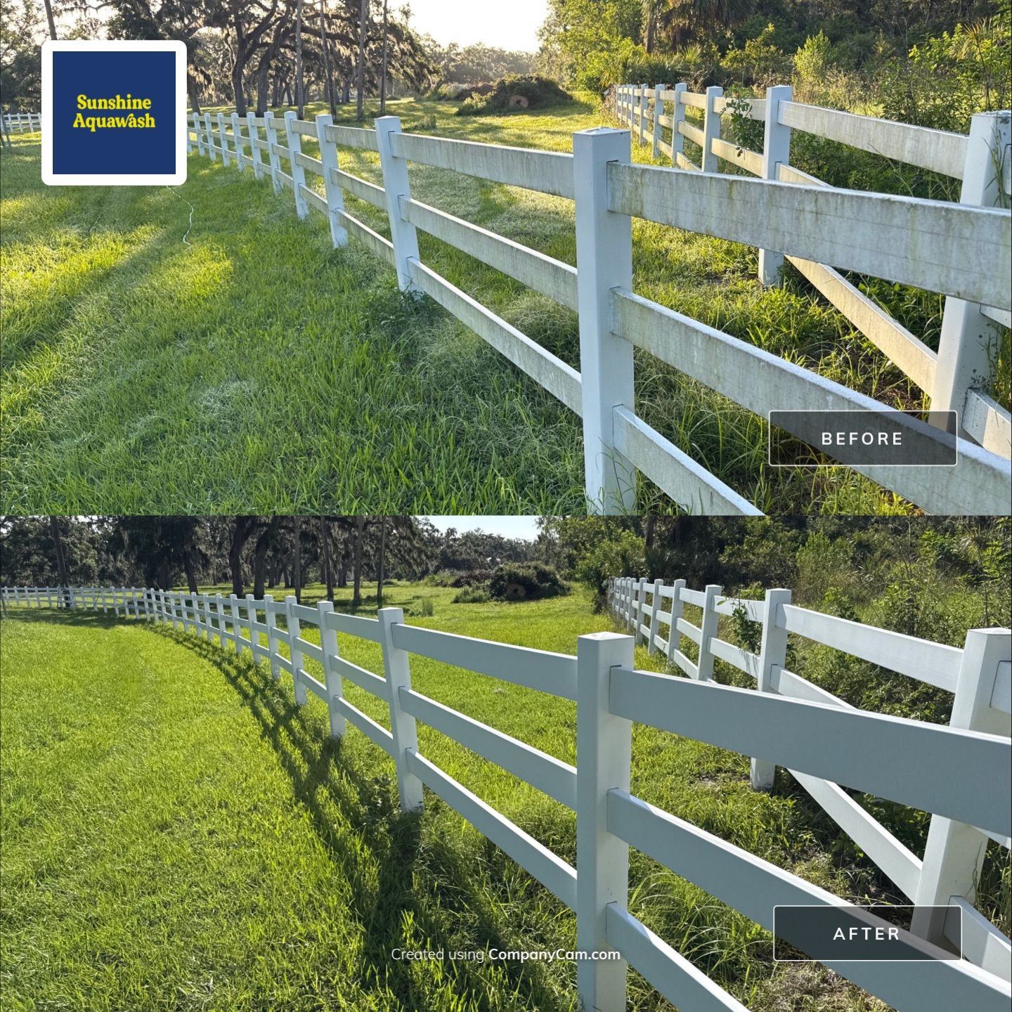 🐎 Vinyl Horse Fence, Entrance Cleaning + House Wash – Parrish, FL by Sunshine AquaWash