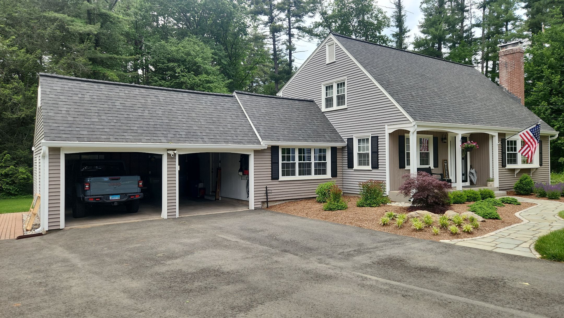 Siding Transformation with Cert Cedar Impressions D/7 Perfection Straight Bottom, Sterling Gray, and Cert Monogram D/4 x 12'6" Clapboard, Sterling Gray by DiGiorgi Roofing and Siding Inc