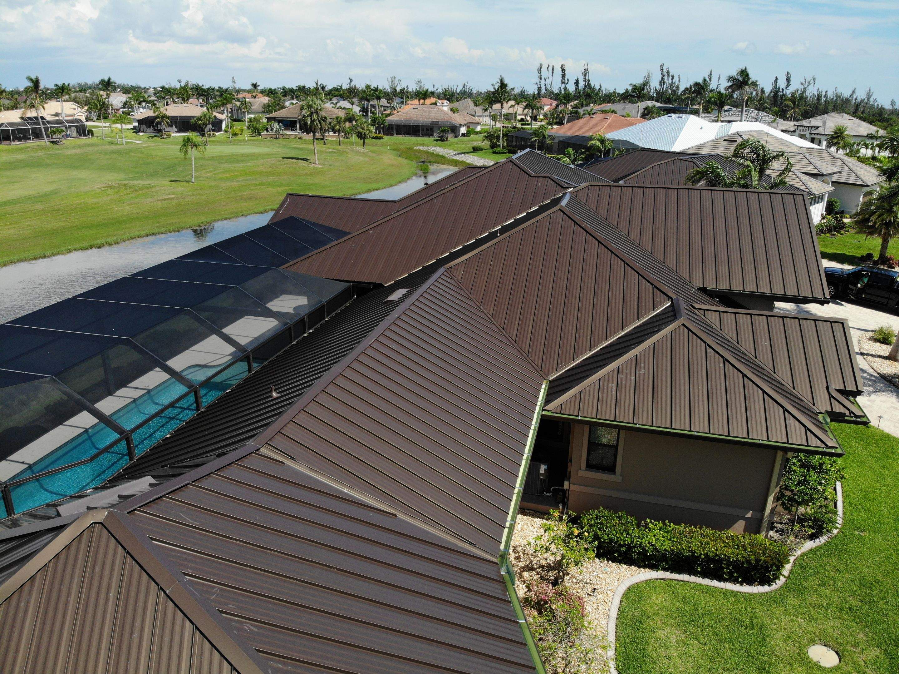 Residential Roofing Installation using Standing Seam Metal Roof in Cape Coral, FL by International Roofing
