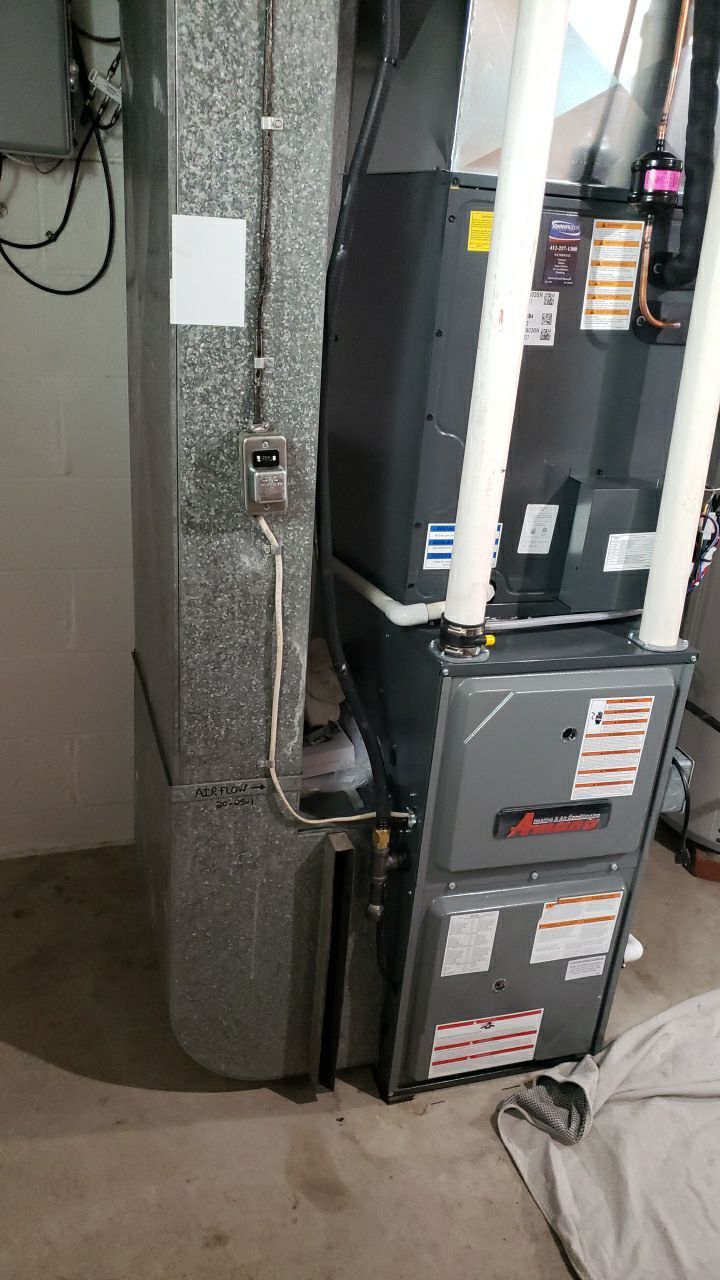HVAC Heat Pump w/ Dual Fuel Hybrid using Amana S-Series Heat Pump, Amana Modulating Variable 98% efficient Furnace by Sureway Comfort John Wilcox Plumbing Heating Cooling