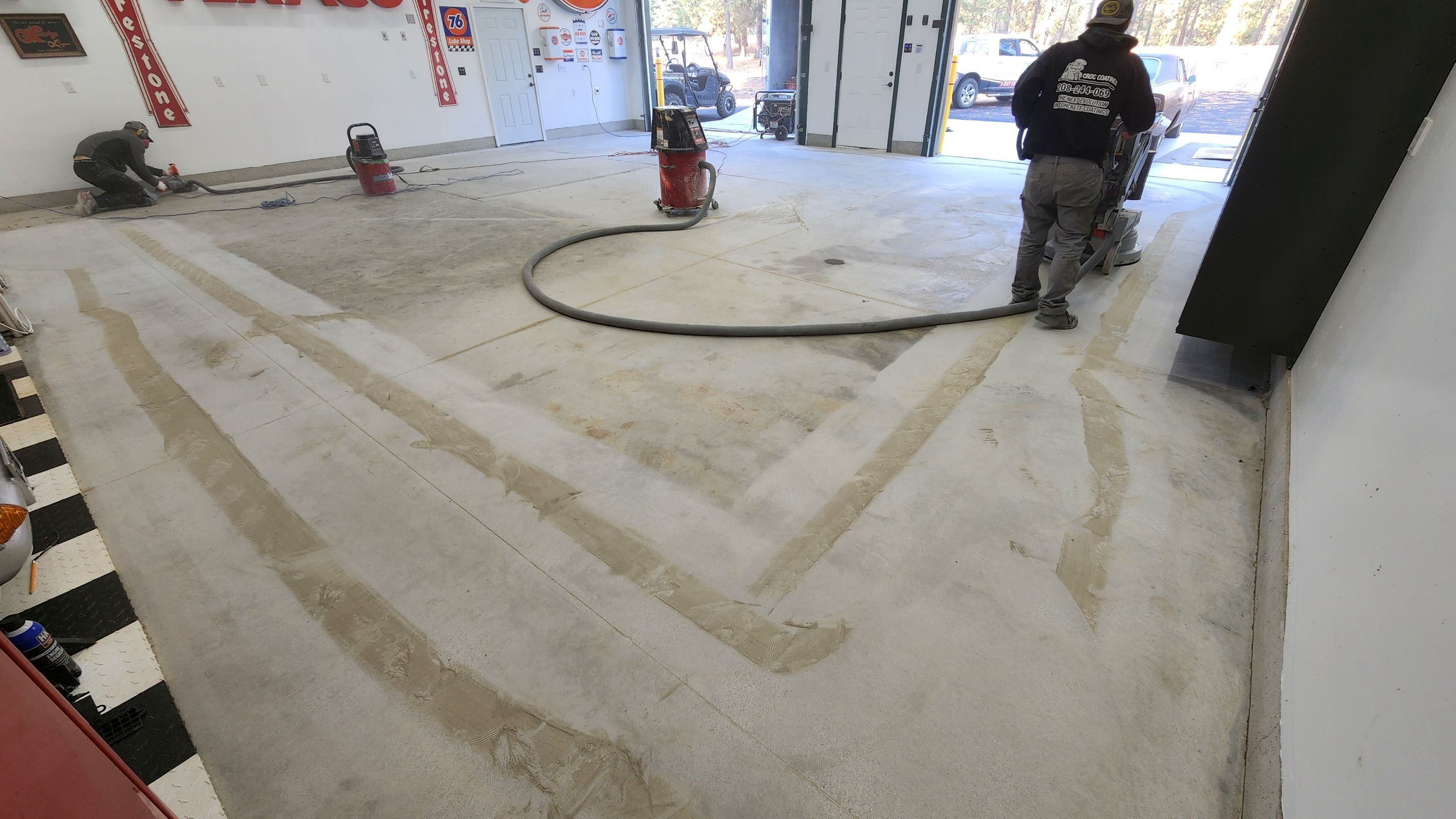 Garage Transformation using Domino with Blue by Croc Coatings, LLC