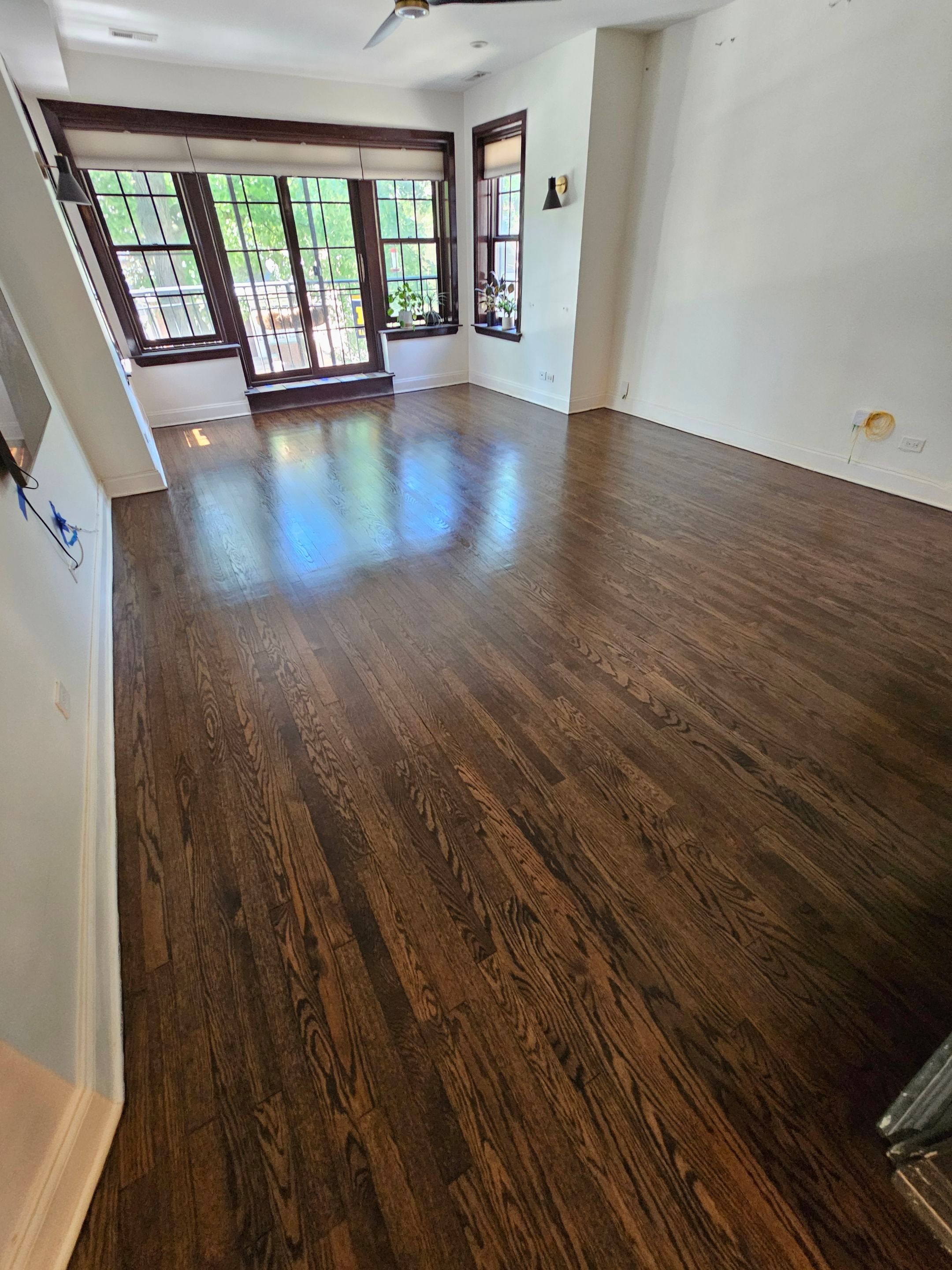Residential Hardwood Floor Sand and Finish with Dark Stain in Chicago by Floor Coverings International of Chicago North Side
