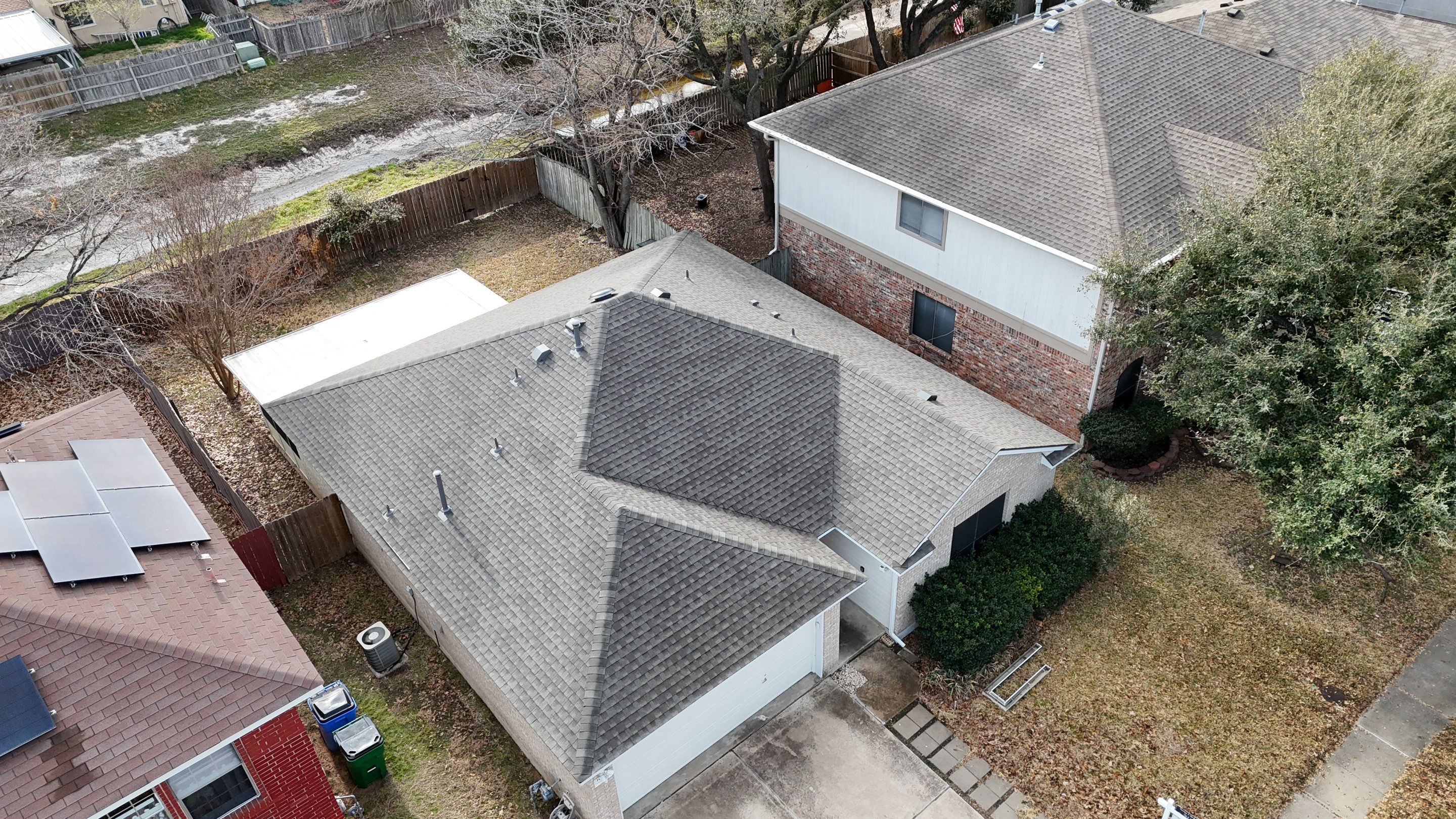 Real Estate Listing: Roof Replacement using GAF - Timberline NS - Weathered Wood by Action Exteriors Austin