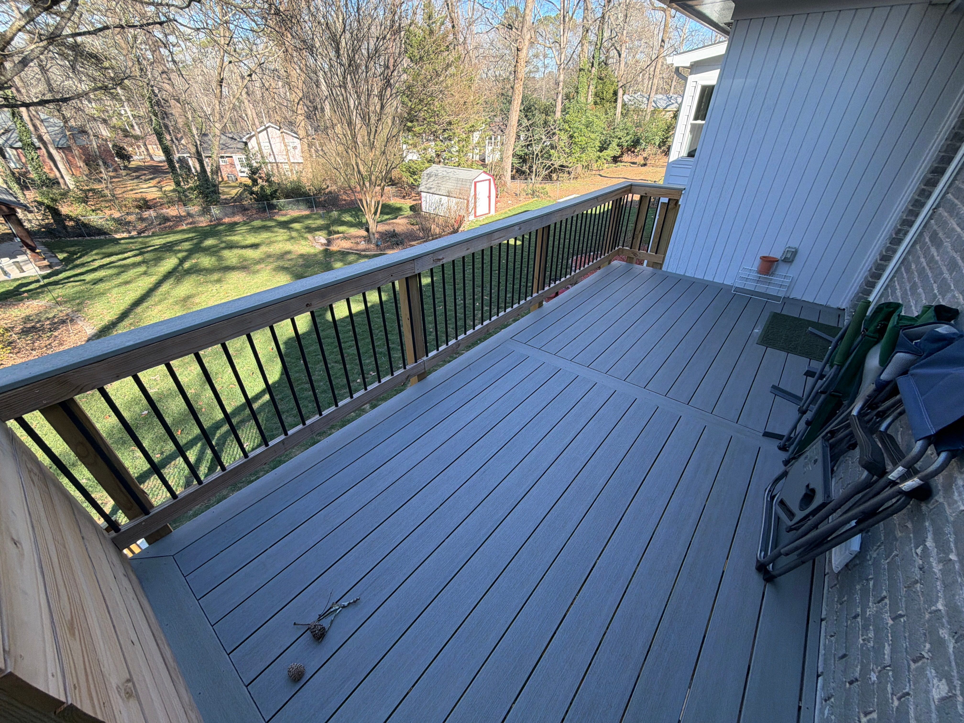 James Hardie Siding Replacement, Trex Railing Install, Exterior Painting, and Staining in Stone Mountain, GA by Nelson Exteriors 