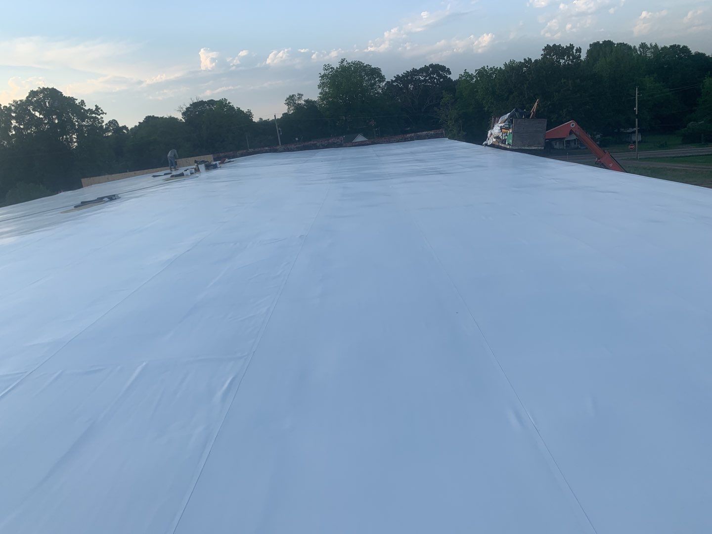 Commercial Roofing Installation using 50 mil PVC by Hostetler Roofing
