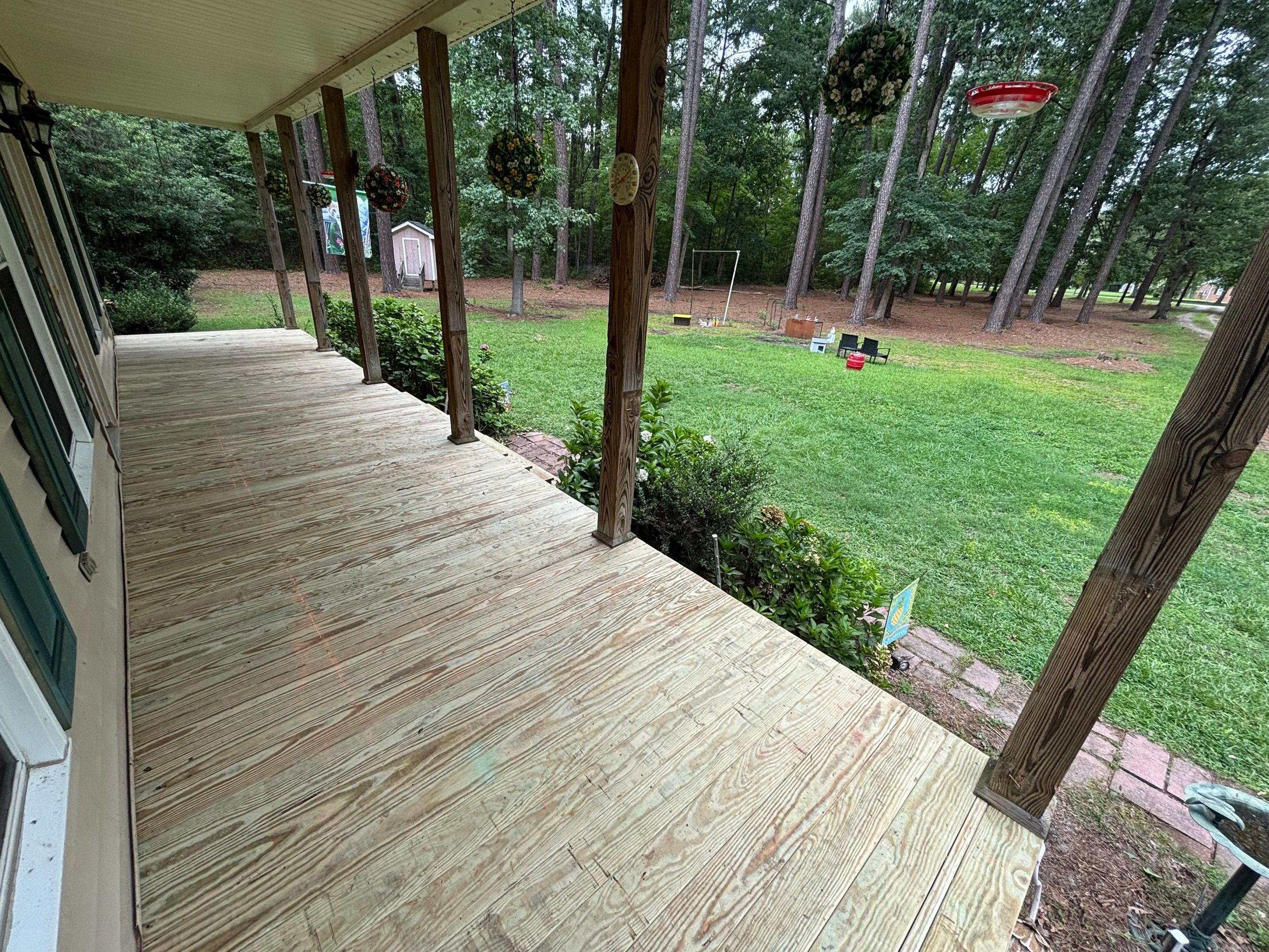 Front Porch Deck Resurfacing and Wood Stair Installation in Battleboro by The Remodeling Company