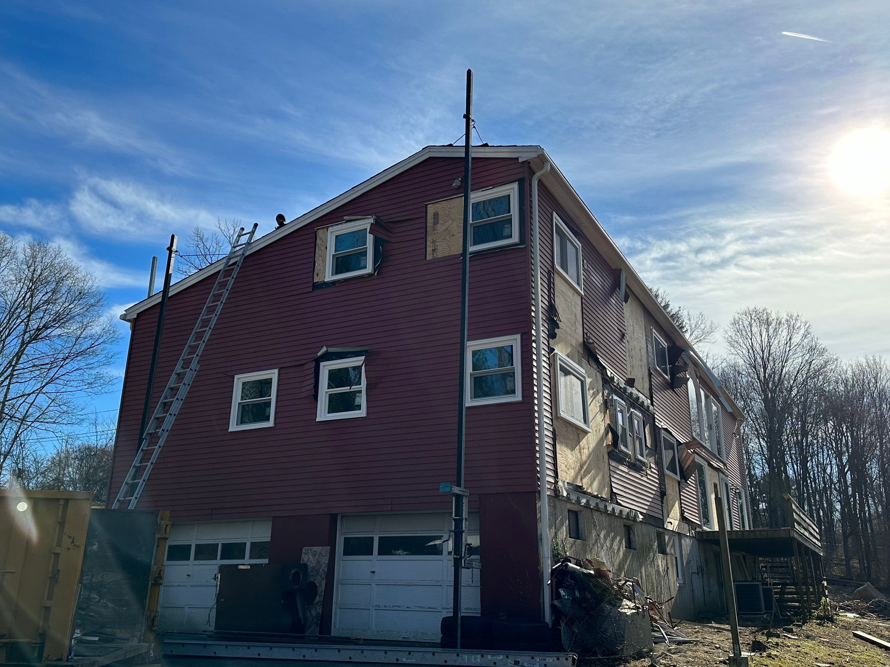 Residential Roofing Installation using Owens Corning TruDefinition Duration AR - Estate Gray & White Double 4 Siding by A Plus Exterior