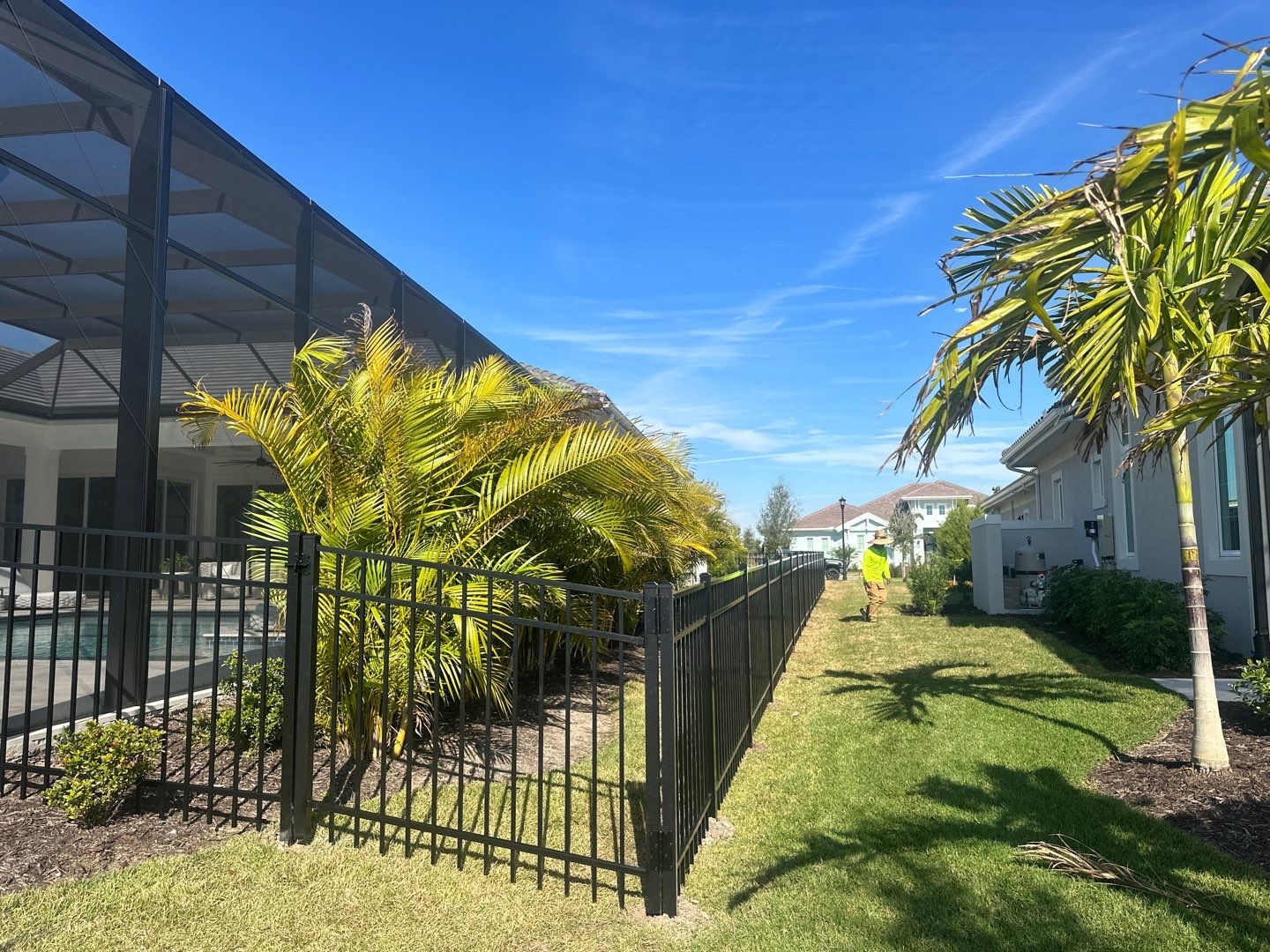 Aluminum Fence Installation using Black 3 Rail Aluminum Fence by Asap fence and gates, LLC