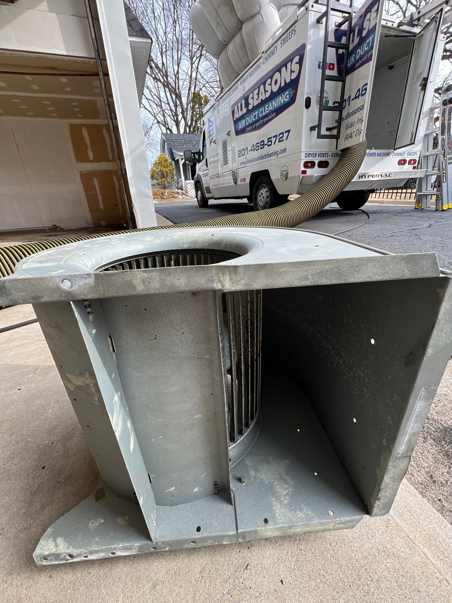 Air Duct Cleaning and Suspect Growth Removal Before and After Video/Photos Removal of mechanical component. by All Seasons Air Duct Cleaning 