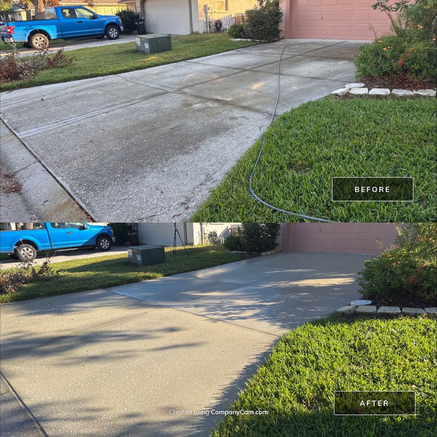 Concrete Driveway, Entryway, Flowerbed Curbing & Statue Cleaning in Heather Glen, Palmetto, FL | Sunshine AquaWash by Sunshine AquaWash