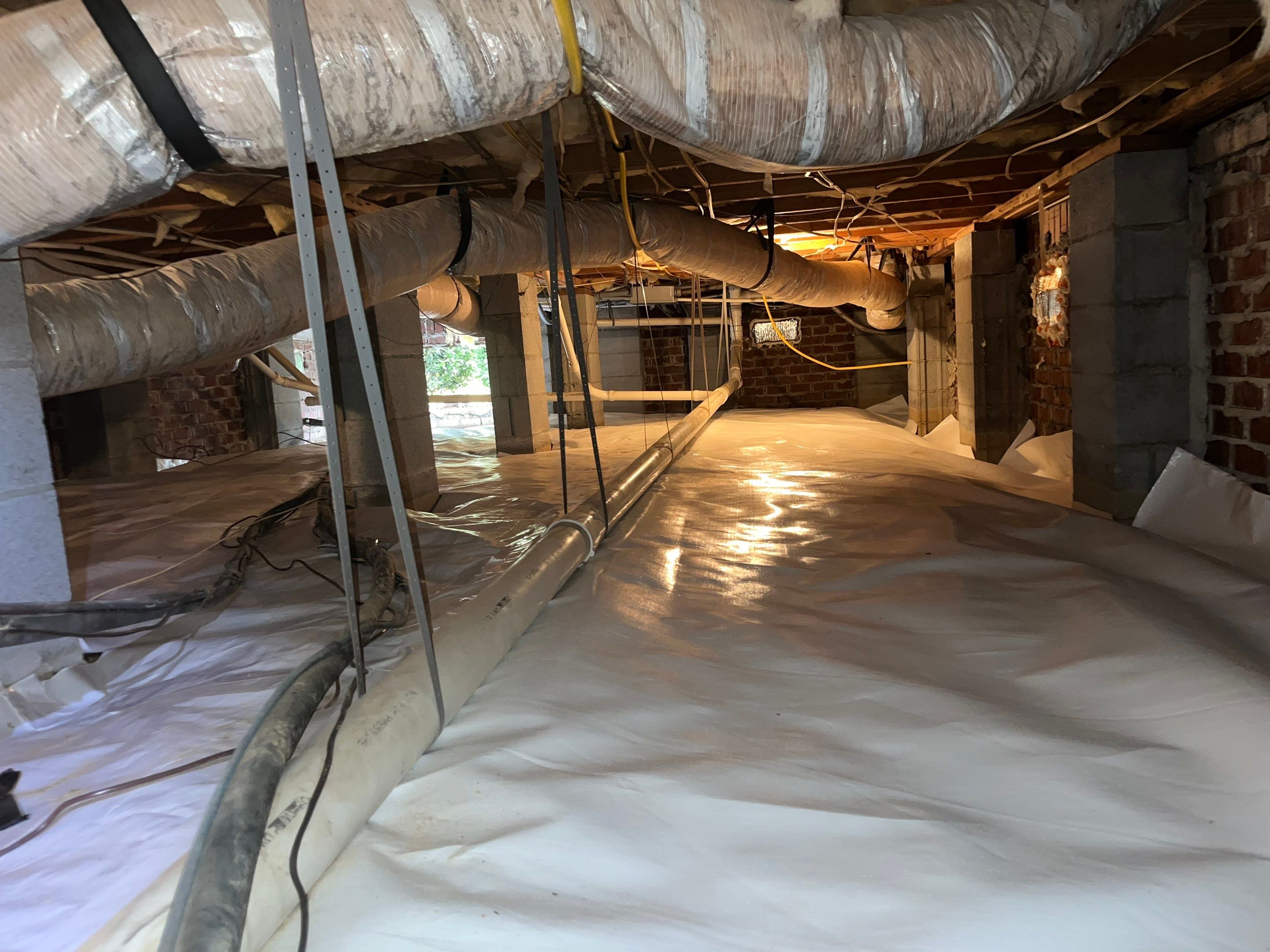 Dehumidifier and Moisture Barrier install with Structural repairs. by Impact Crawlspace