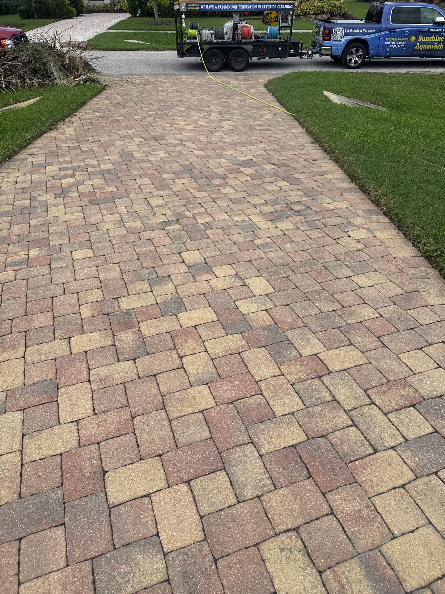 Paver Driveway Cleaning in Winding River Community, Bradenton, FL by Sunshine AquaWash