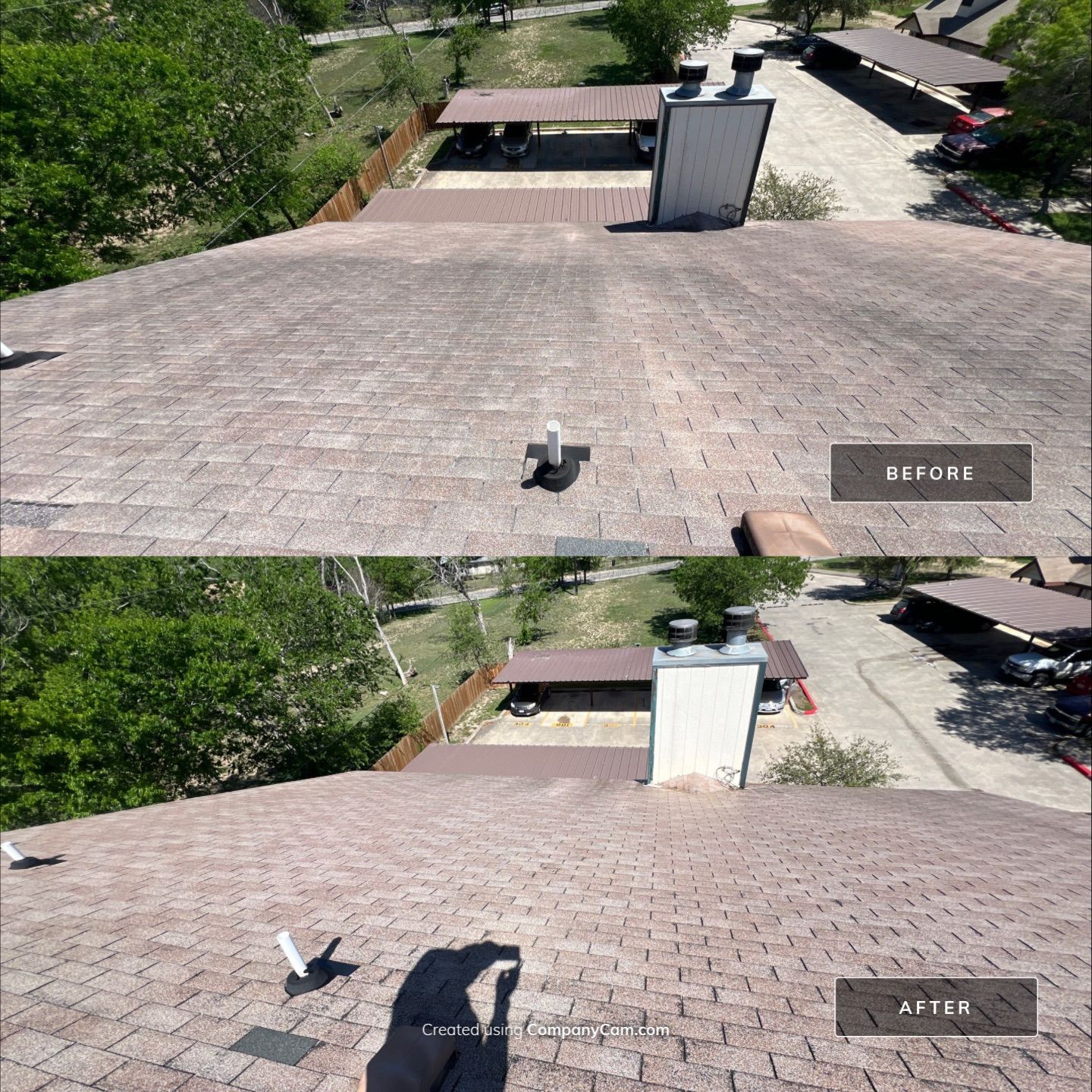 Shingle Roof Washing Project in San Antonio by Bright Choice