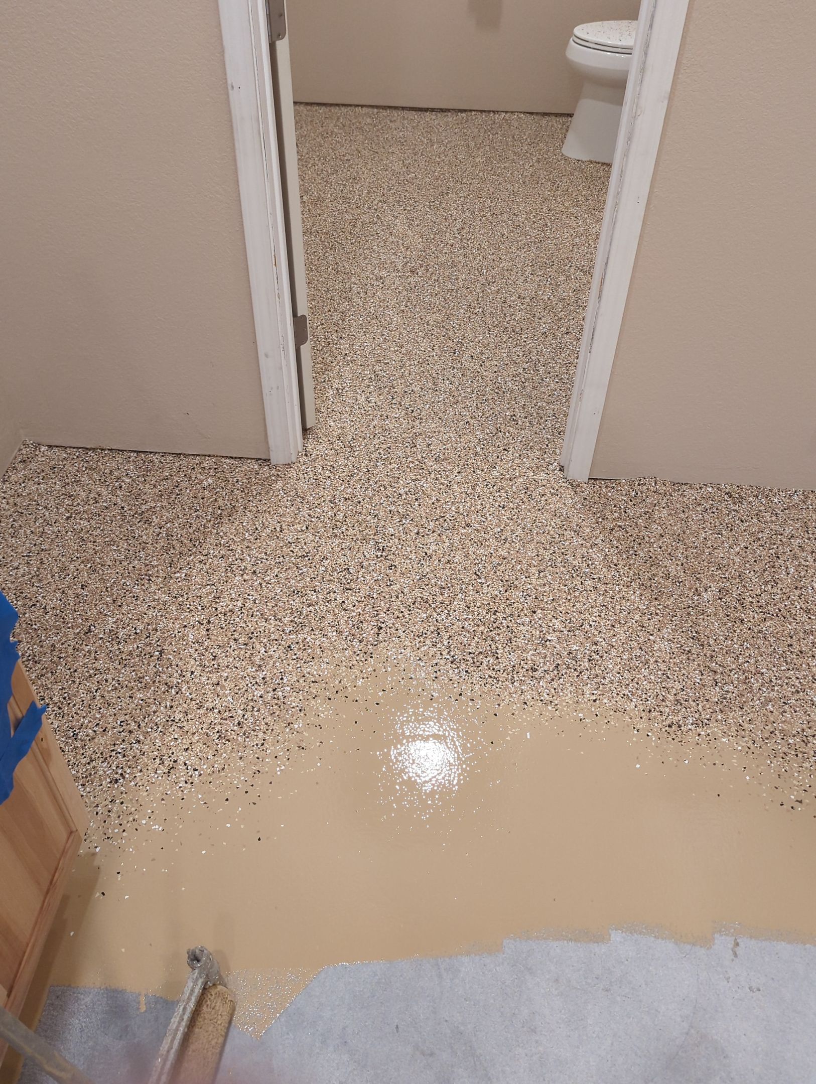 Sandstone Chip Garage and Shop Floor Coating in Sandpoint by Croc Coatings, LLC