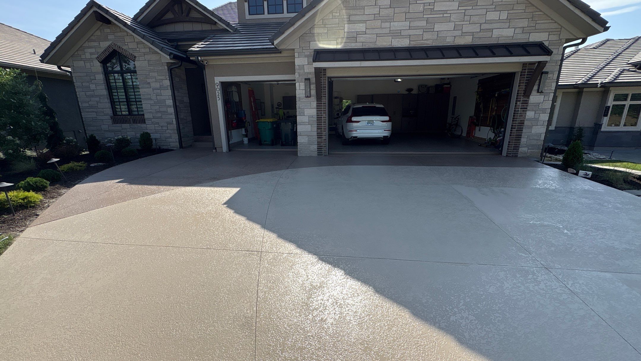 Two-Tone Driveway Resurface - Olathe, KS by Big Red Decorative Concrete, LLC
