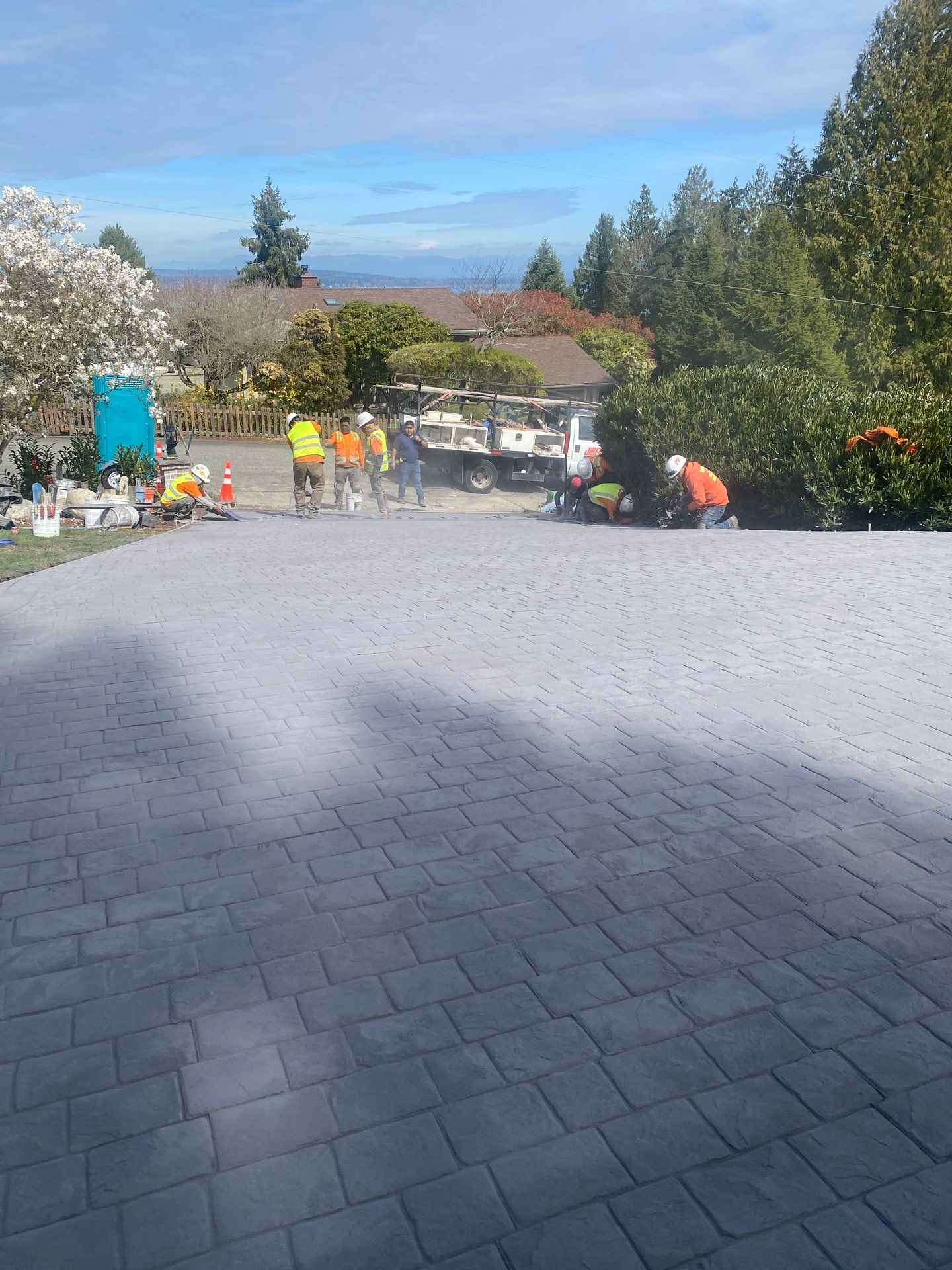 John | Stamped Concrete Driveway Makeover by Jireh Asphalt & Concrete Inc 