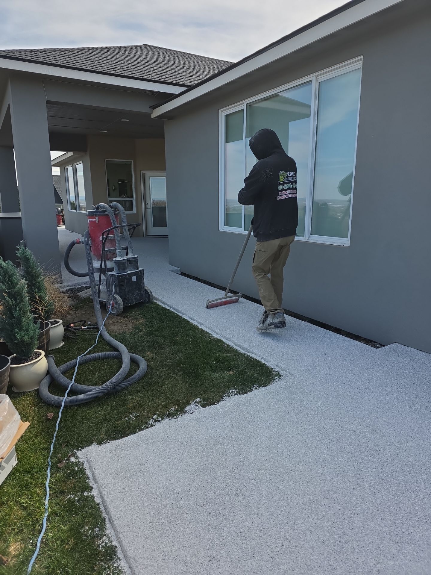 Kennewick Patio and Walkway Transformation with Limestone Hybrid Coating by Croc Coatings, LLC