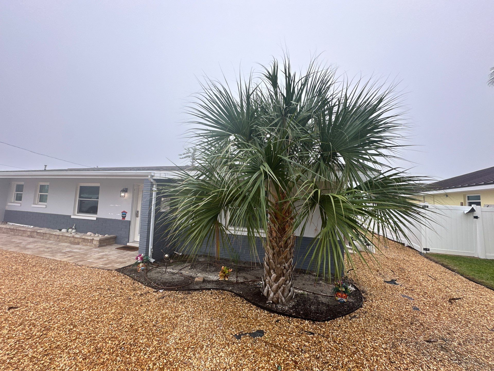 White Seamless Gutters with Matching Downspouts in Fort Myers Beach FL by Gutter Professors