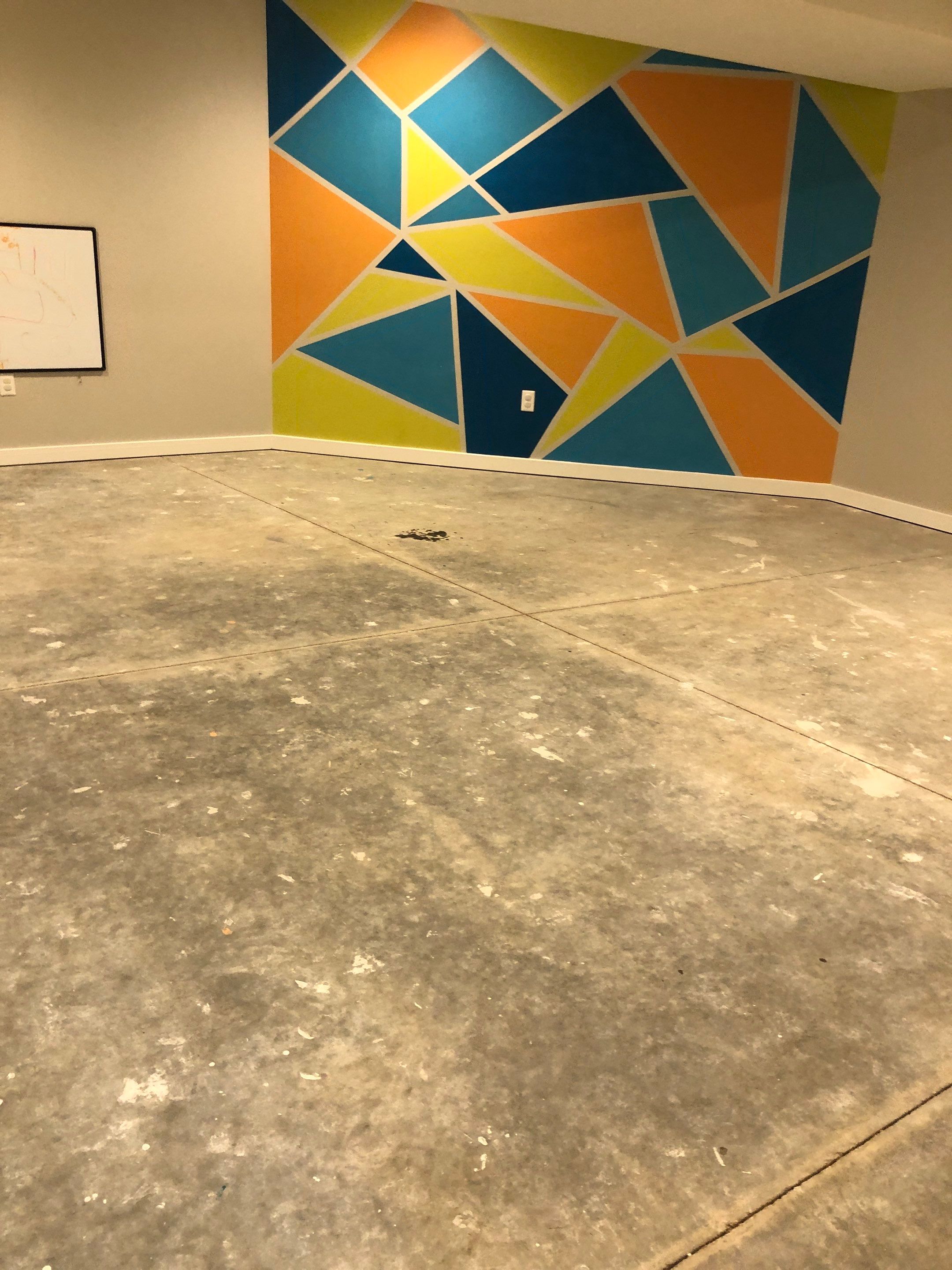 Louisburg, KS -- Basement Polish using Grey Stain by Big Red Decorative Concrete, LLC