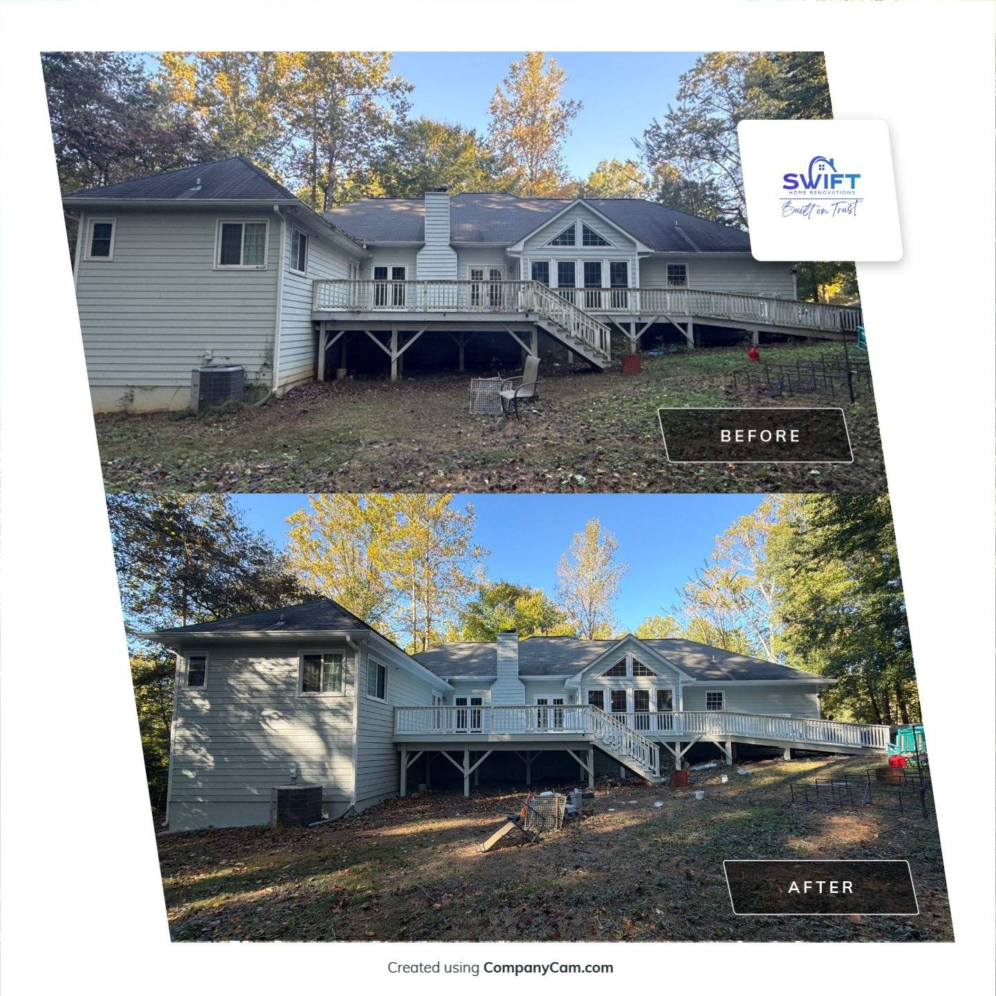 Exterior Residential Painting and Deck Refinishing in Canton, Georgia by Swift Home Renovations 