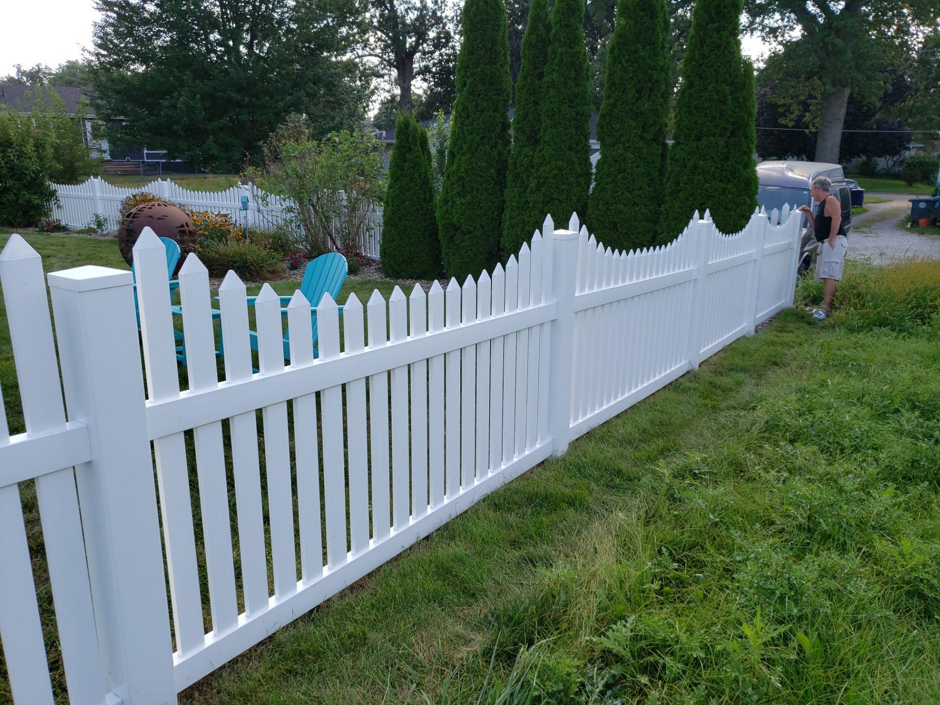 White Vinyl Spaced Picket Fence Installation in Waterloo by Perfect Picket Fence and Stain