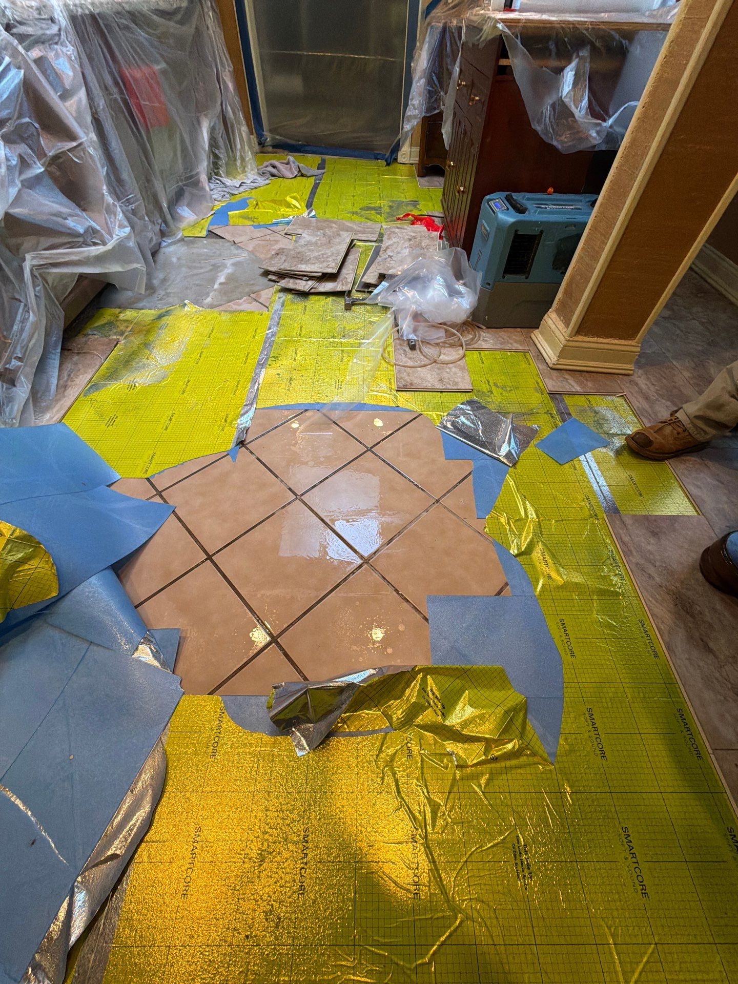 Water Damage slab leak by Newhouse Restoration