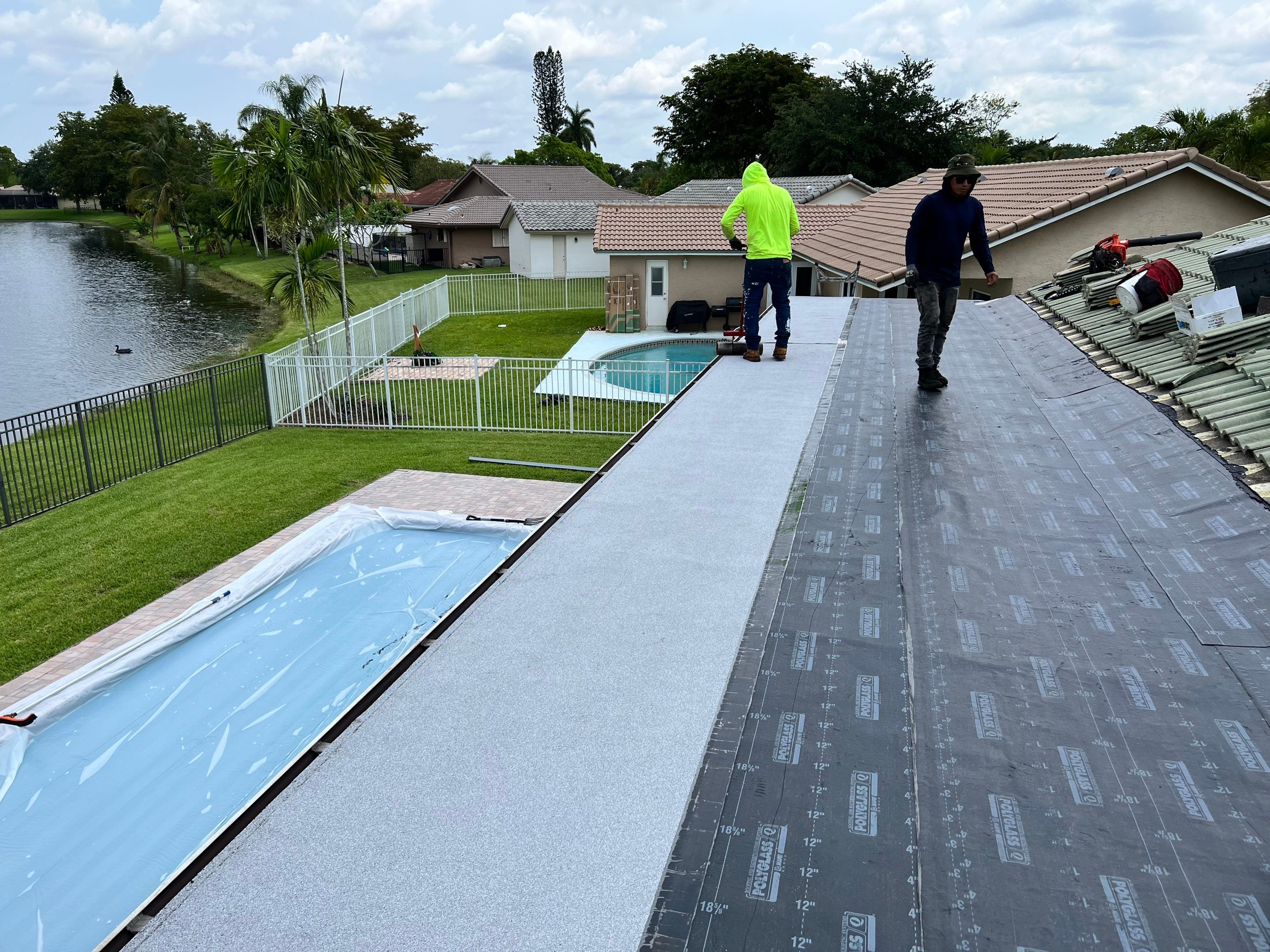 Residential Re-Roof using Polyglass Self-Adhered Flat Deck by First Due Roofing