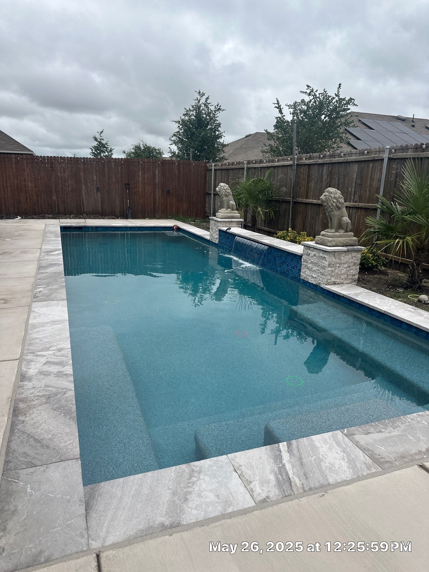 Geometric Pool with Raised Fountain Wall by Pinnacle Pools and Spas - DFW