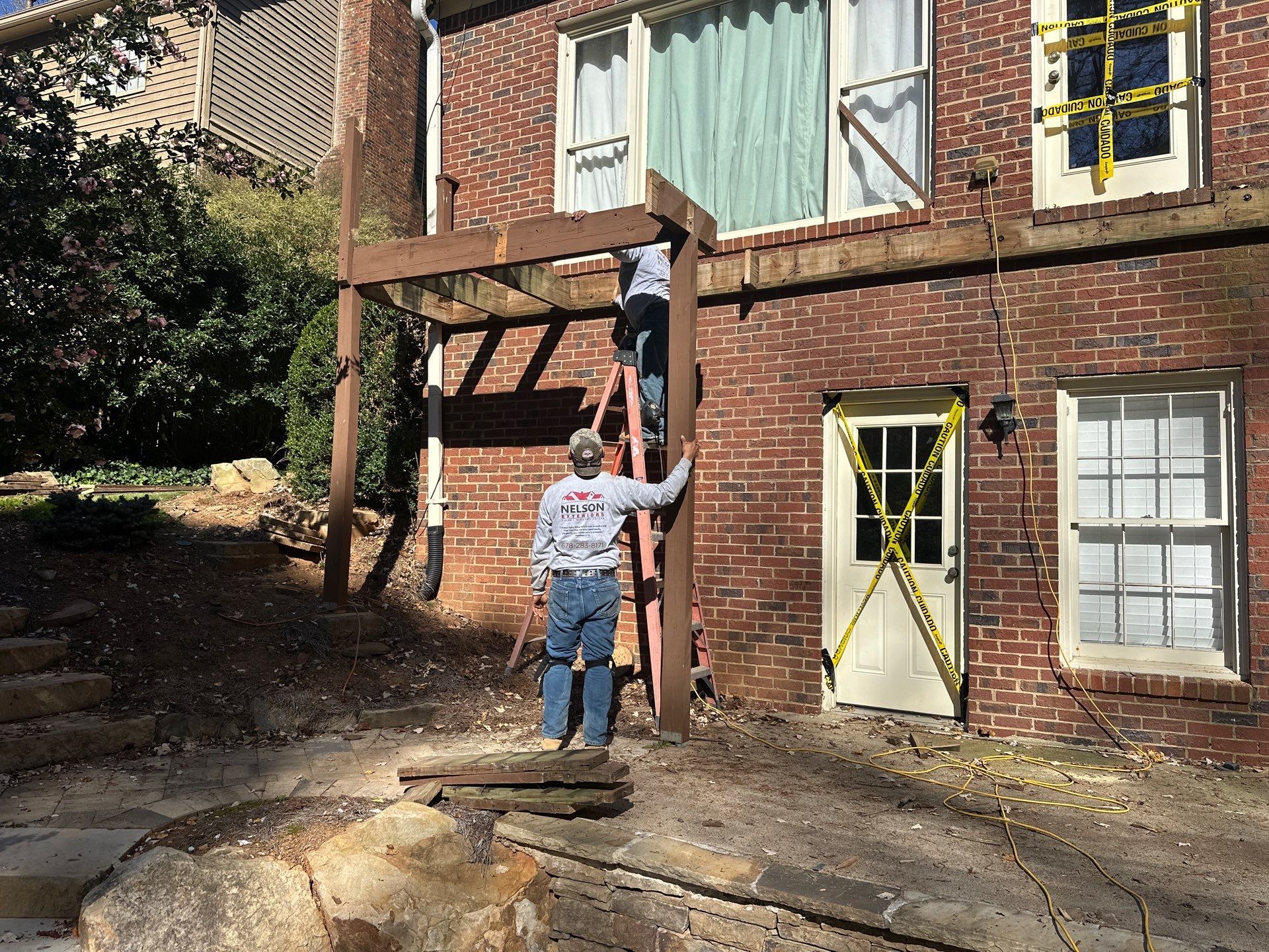 Timbertech LED Light Installation on Wood Deck Build in Marietta, GA by Nelson Exteriors 