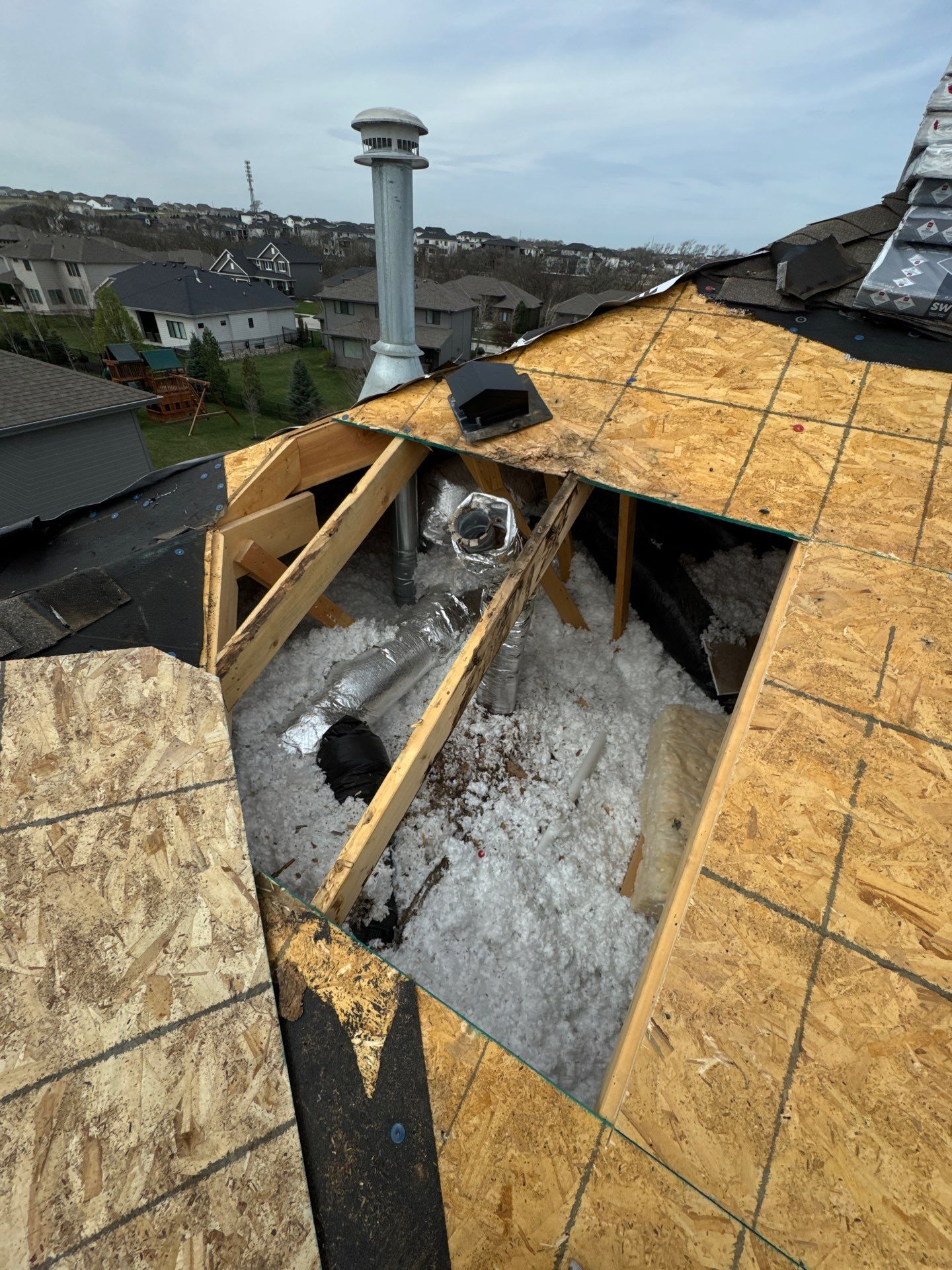 Residential Roof Restoration and Interior Ceiling Leak Repair in Omaha by Crows Roofing LLC