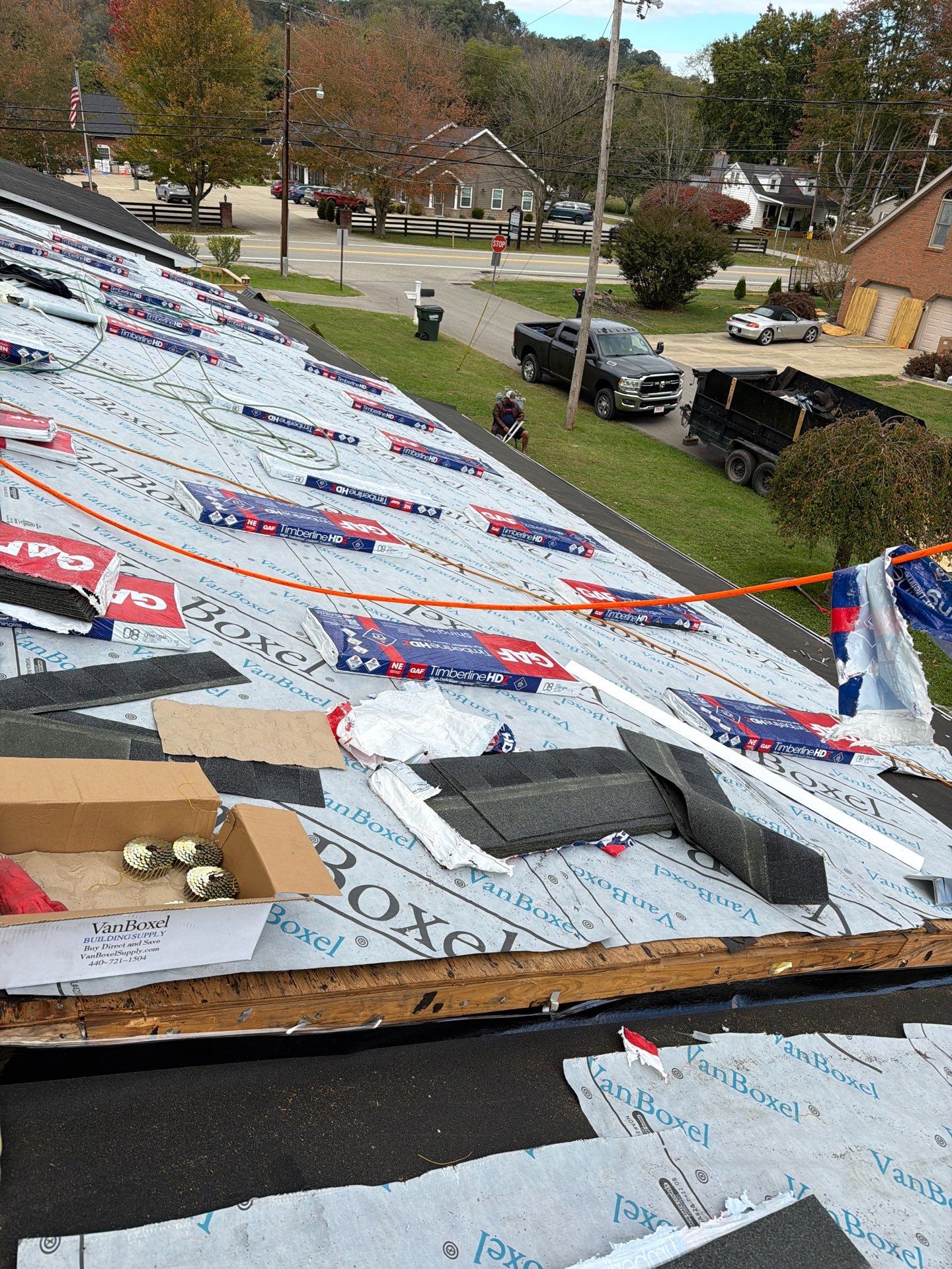 Residential Roofing Installation using GAF Timberline HDZ Charcoal by Rainstoppers Roofing