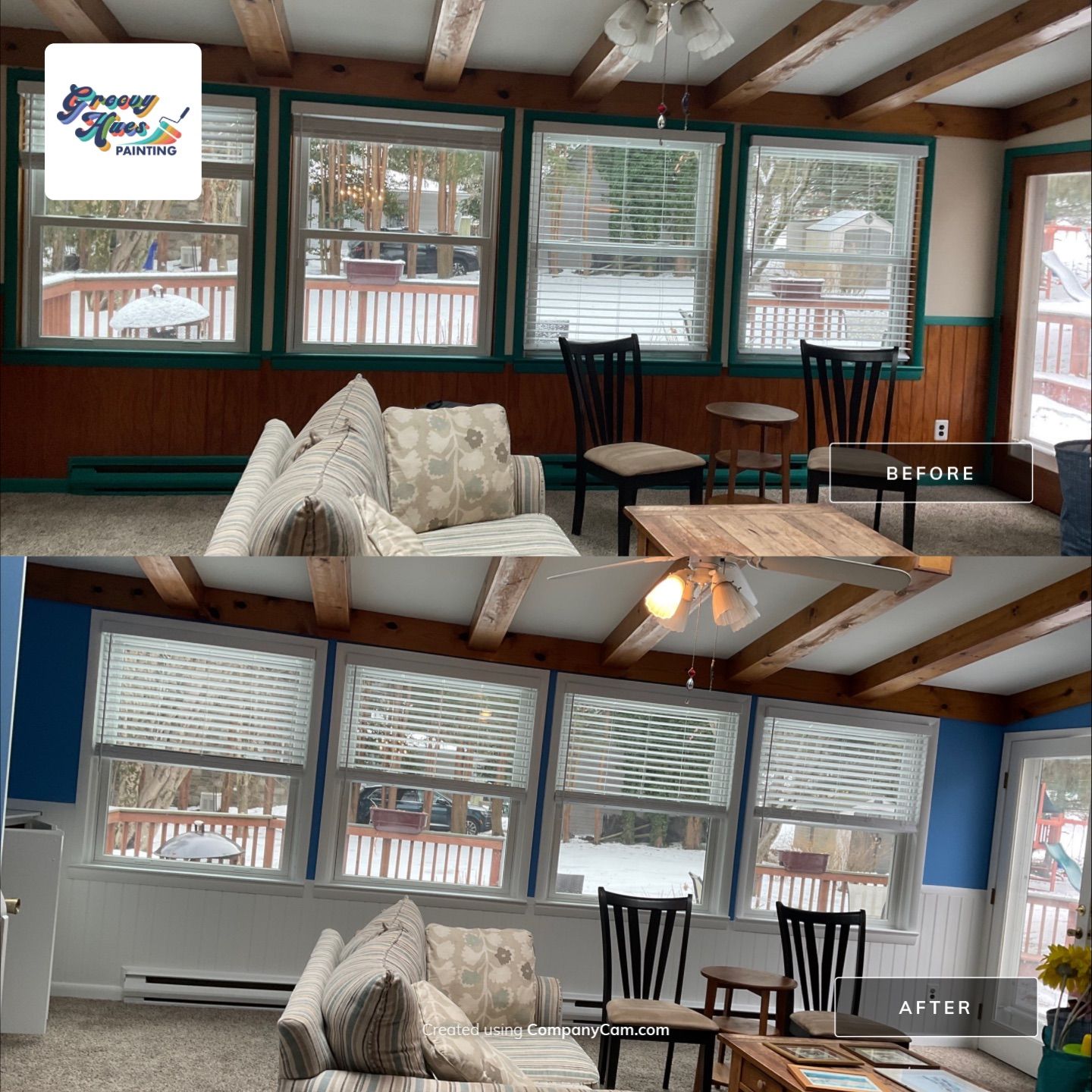 A Fresh Family Room Transformation with Sky Blue Walls by Groovy Hues