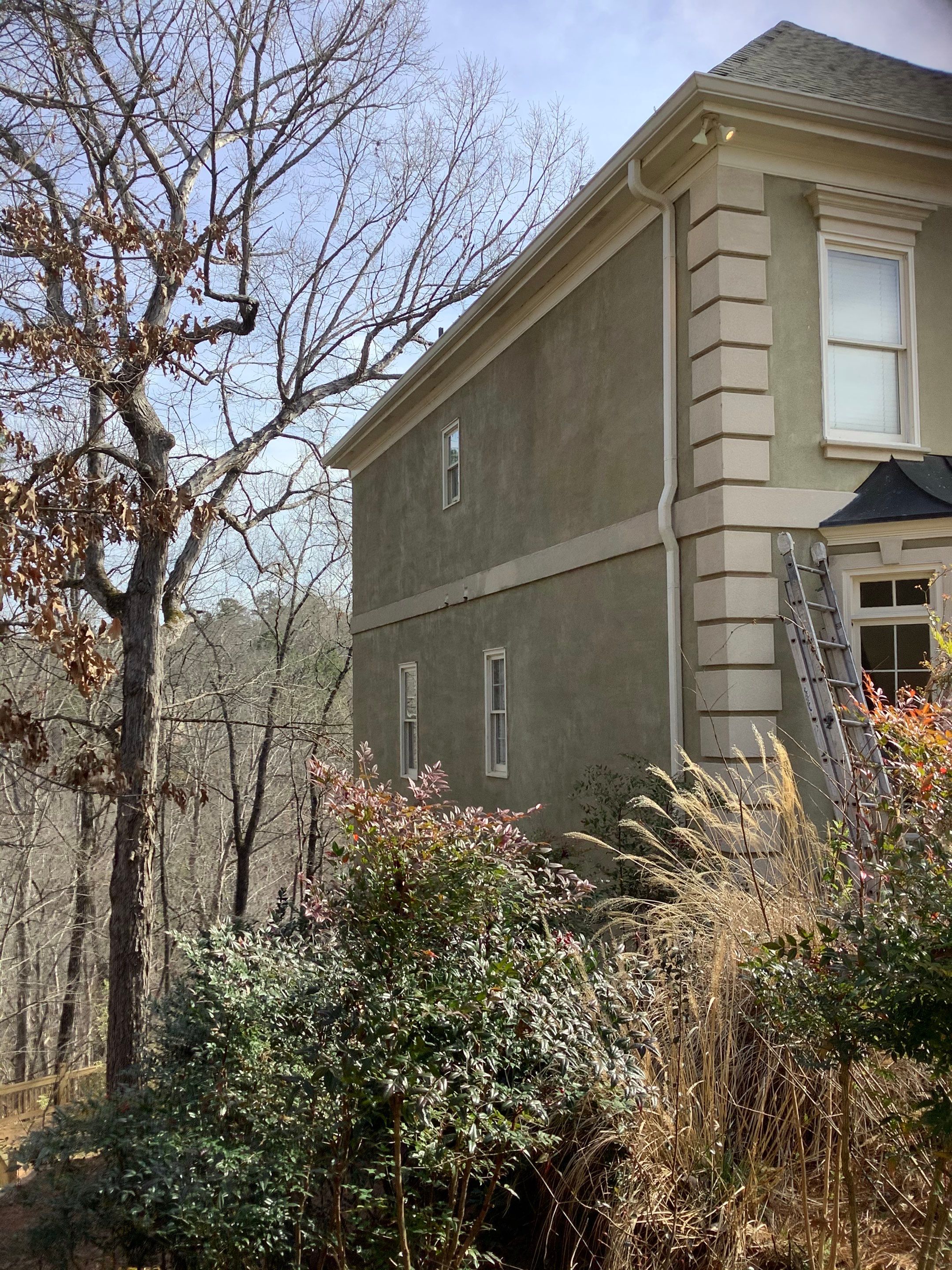 Exterior Stucco Painting and White Trim Update in Roswell by Swift Home Renovations