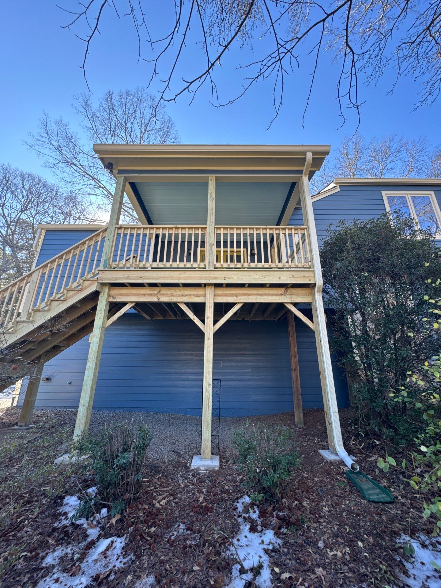 Elevated Wood Deck and Siding Replacement in Marietta by Swift Home Renovations