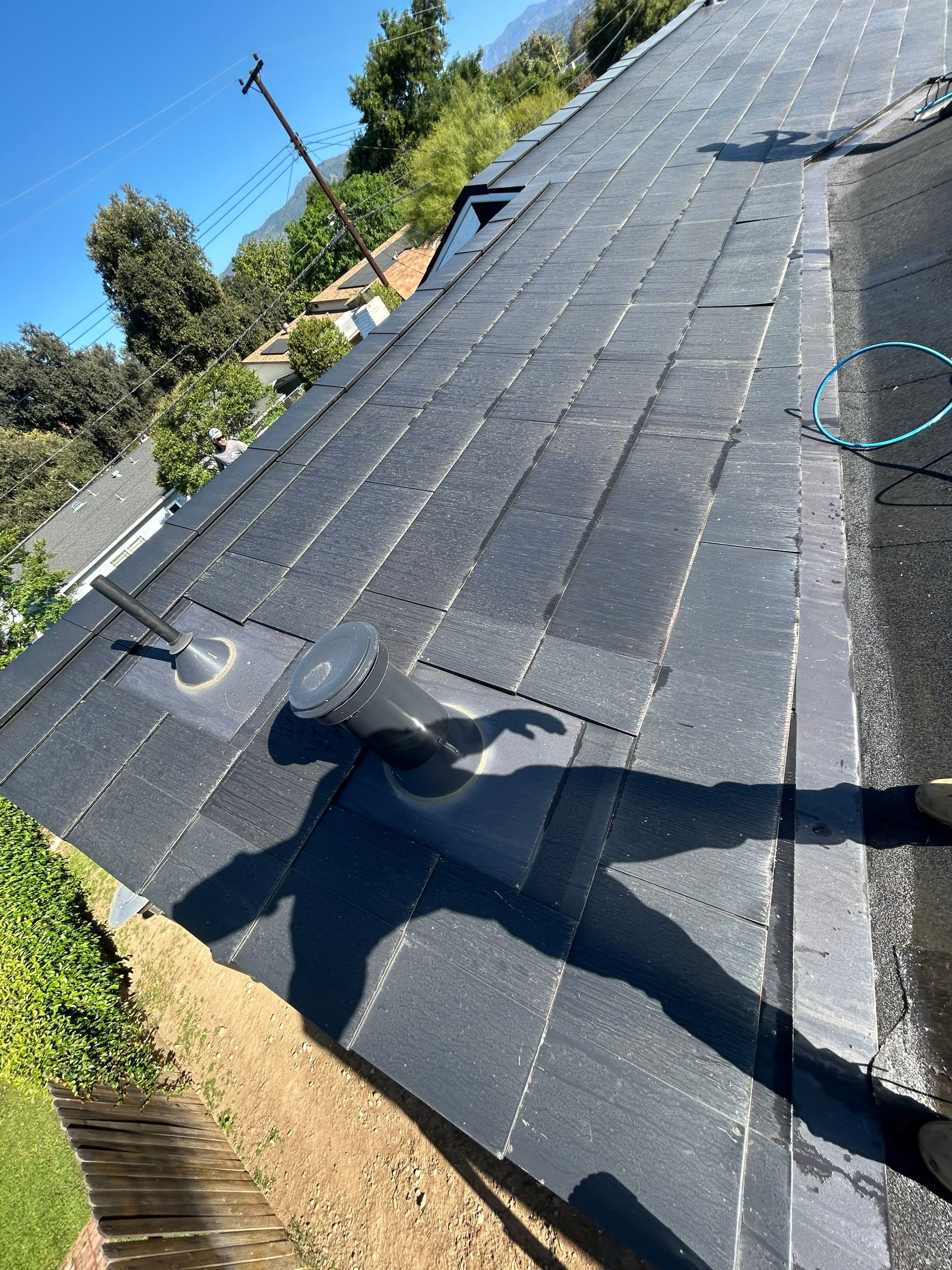 Tesla Roof Cleaning in La Verne Ca by Palm Coast Solar Cleaning