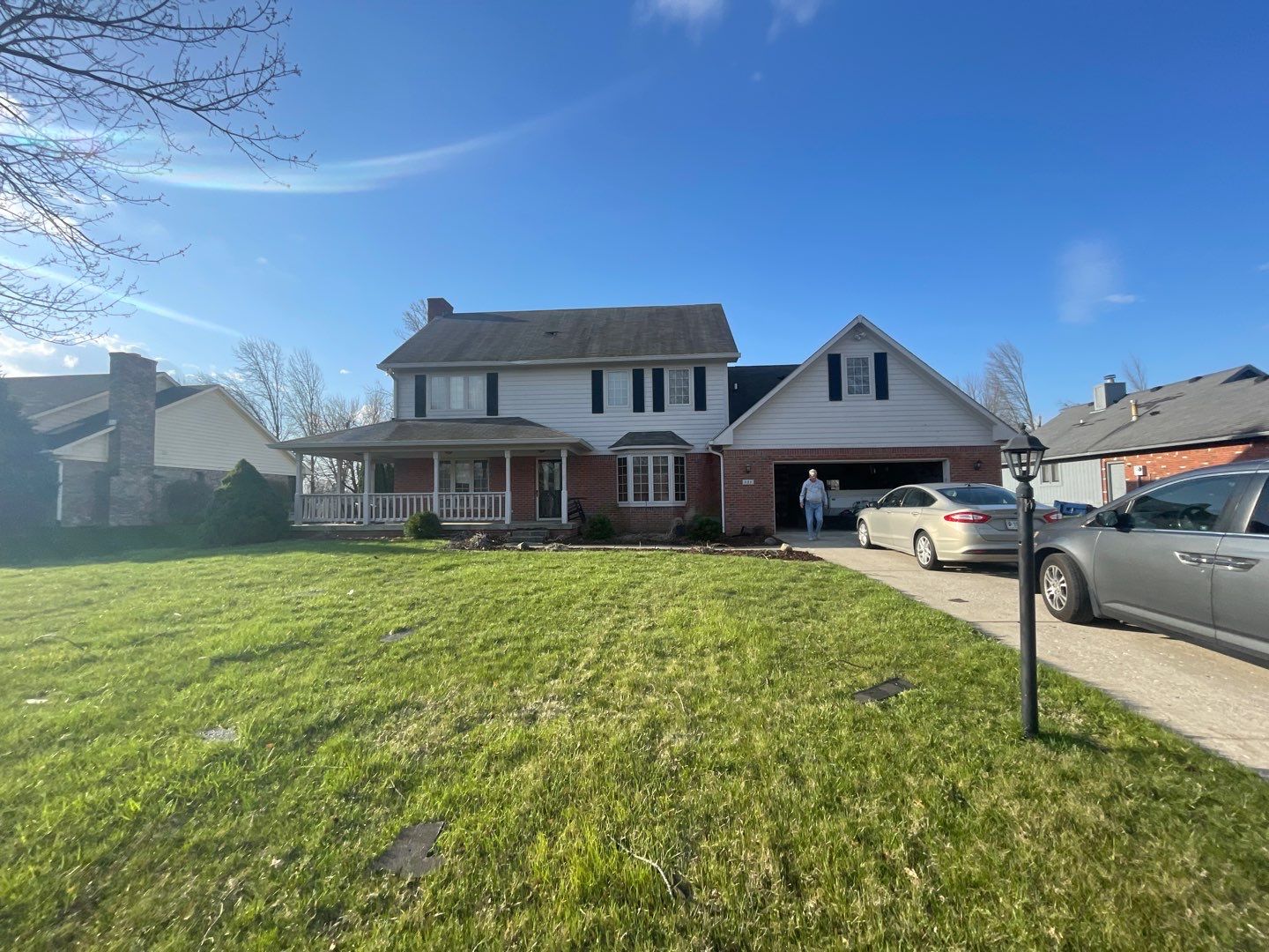 Tornado damage in Whiteland. Roof replacement, James Hardie siding, exterior paint, gutters, windows, doors by 317 Roofing & Restorations