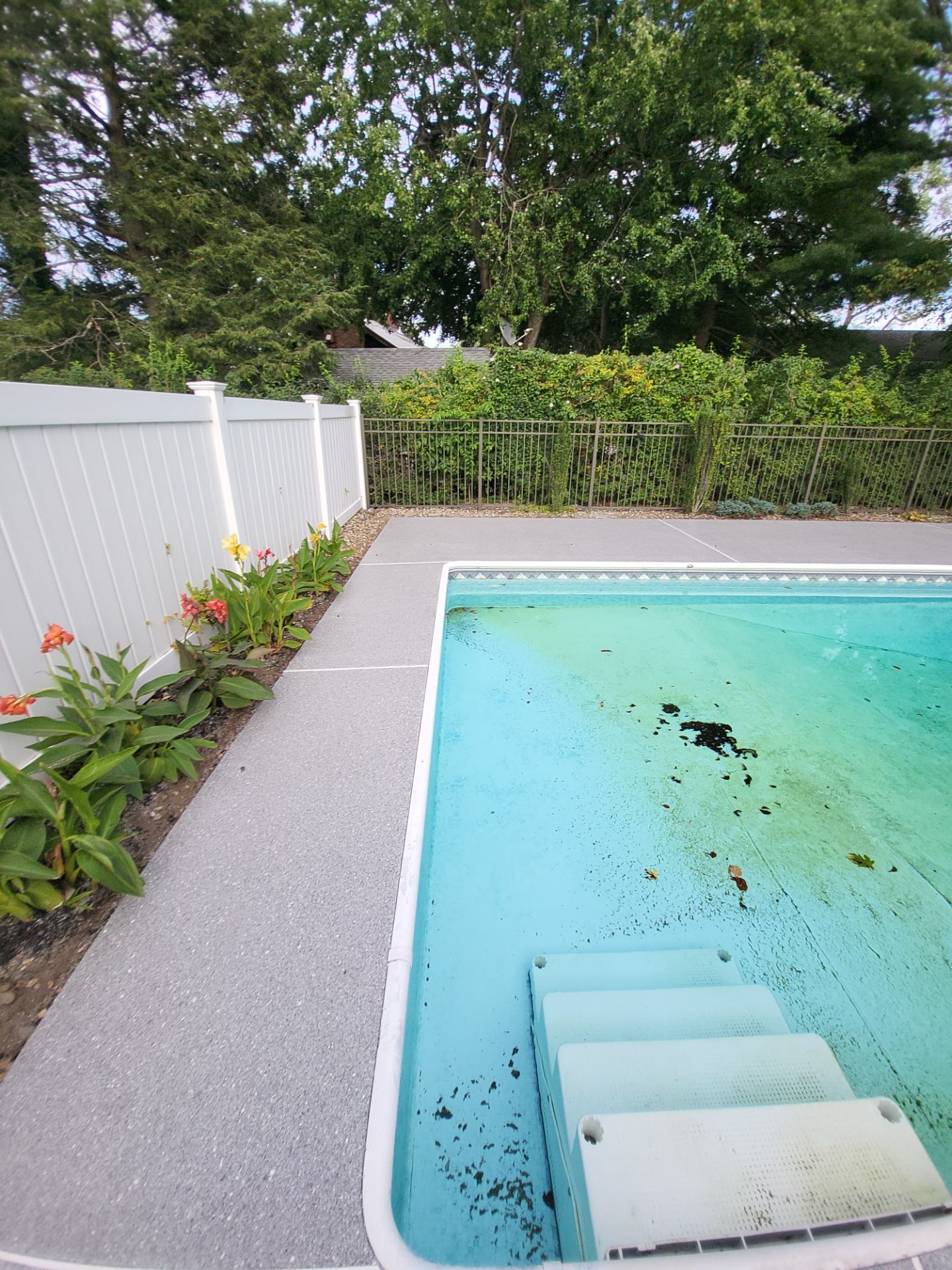 Blue Granite Pool Patio Concrete Coating in Lincoln Park by Spectrum Painting, LLC