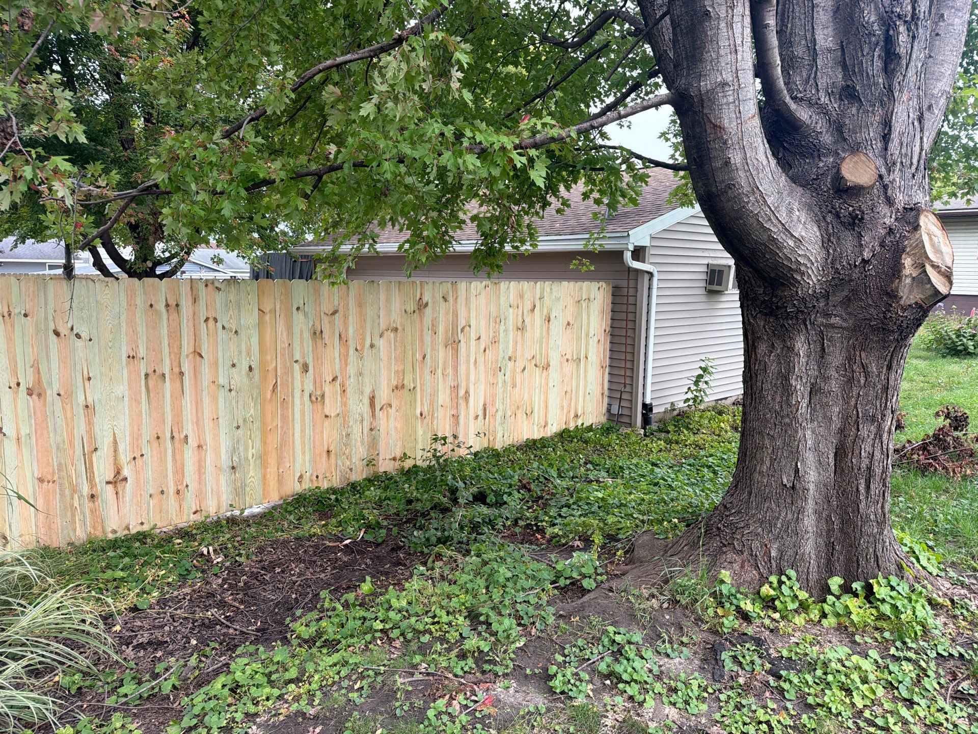 Custom Wood Privacy and Black Chain Link Fence in Hudson by Perfect Picket Fence and Stain