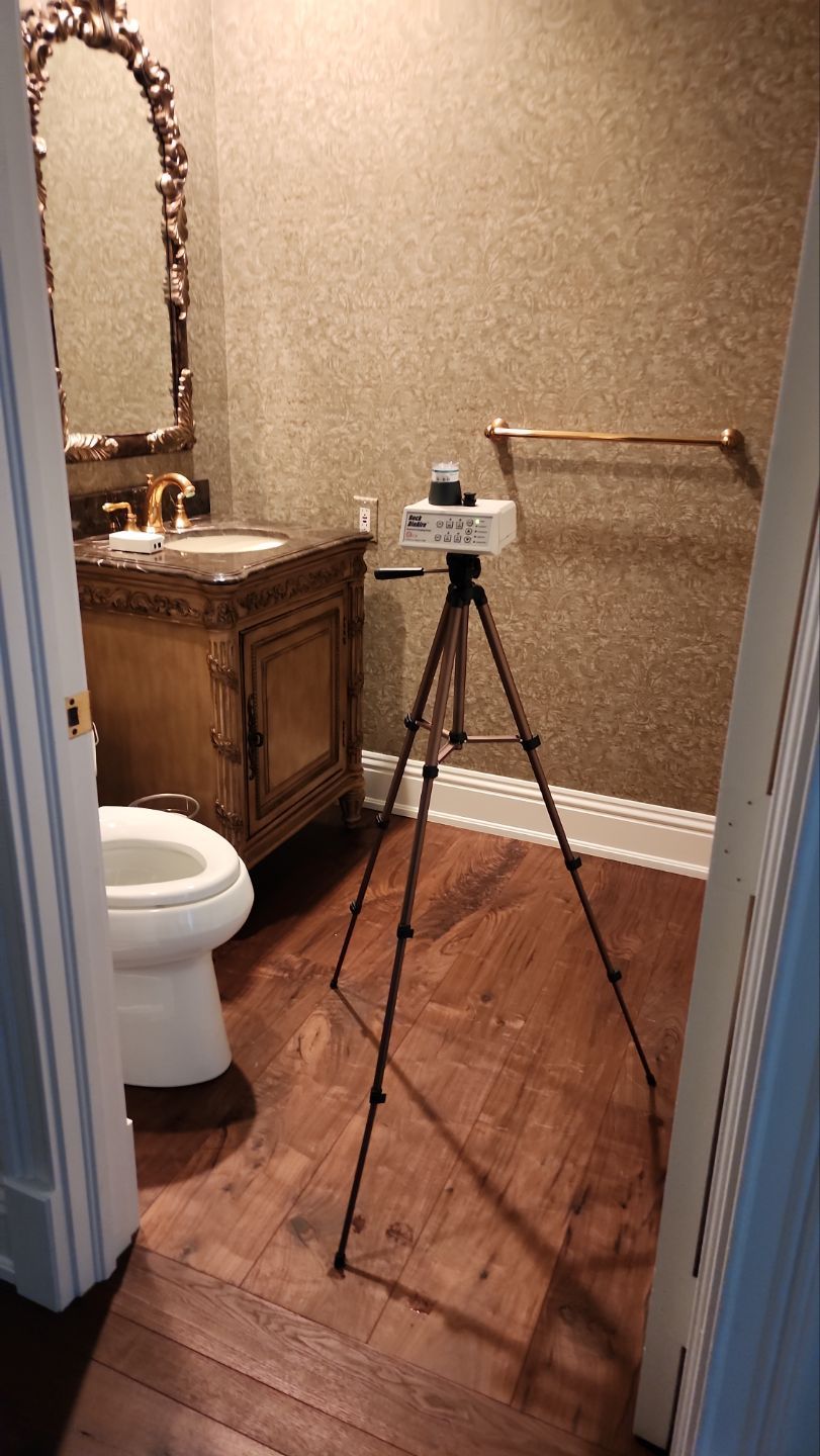 Performing testing for visible mold growth inside a condo on the water. by Building performance Solutions LLC