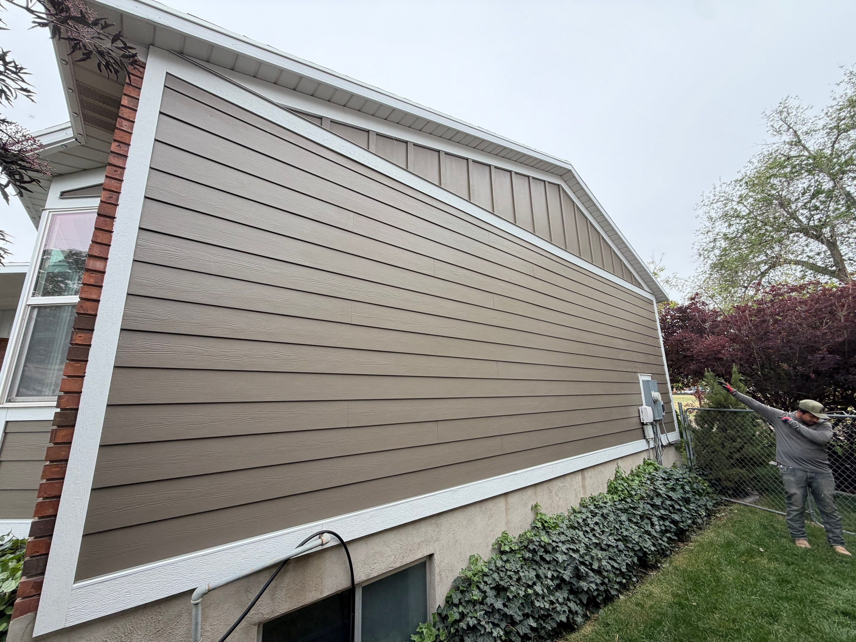 West Valley City | Aluminum to Hardie Conversion | Timber Bark & Arctic White by Ideal Siding Utah