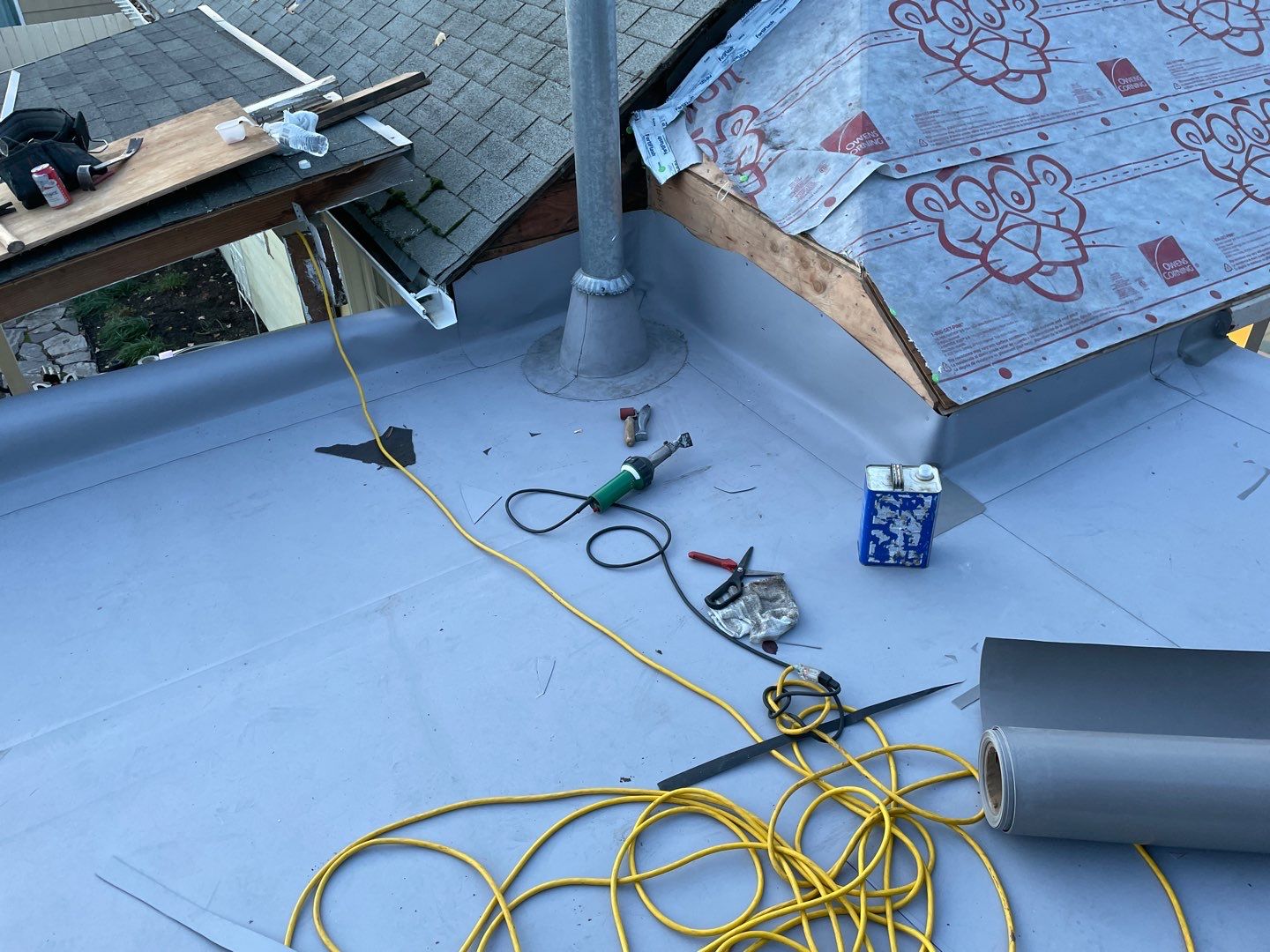 Residential Roof Installation with Added Insulation Barrier  using Malarkey Vista AR Shingles (Color: Storm Grey) by Orezona Building & Roofing Company, Inc.